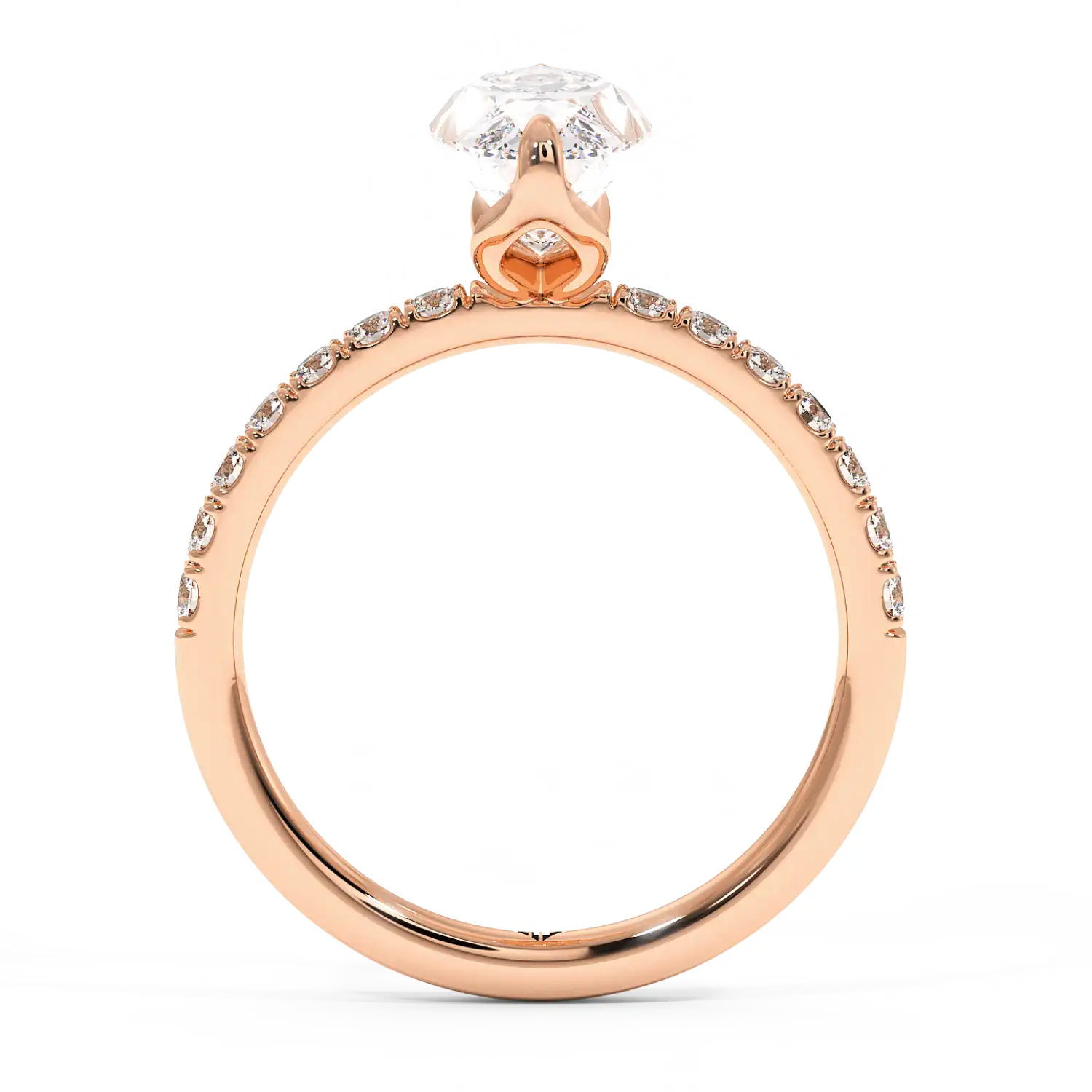 18K Rose Gold Stella Diamond Shoulder Engagement Ring