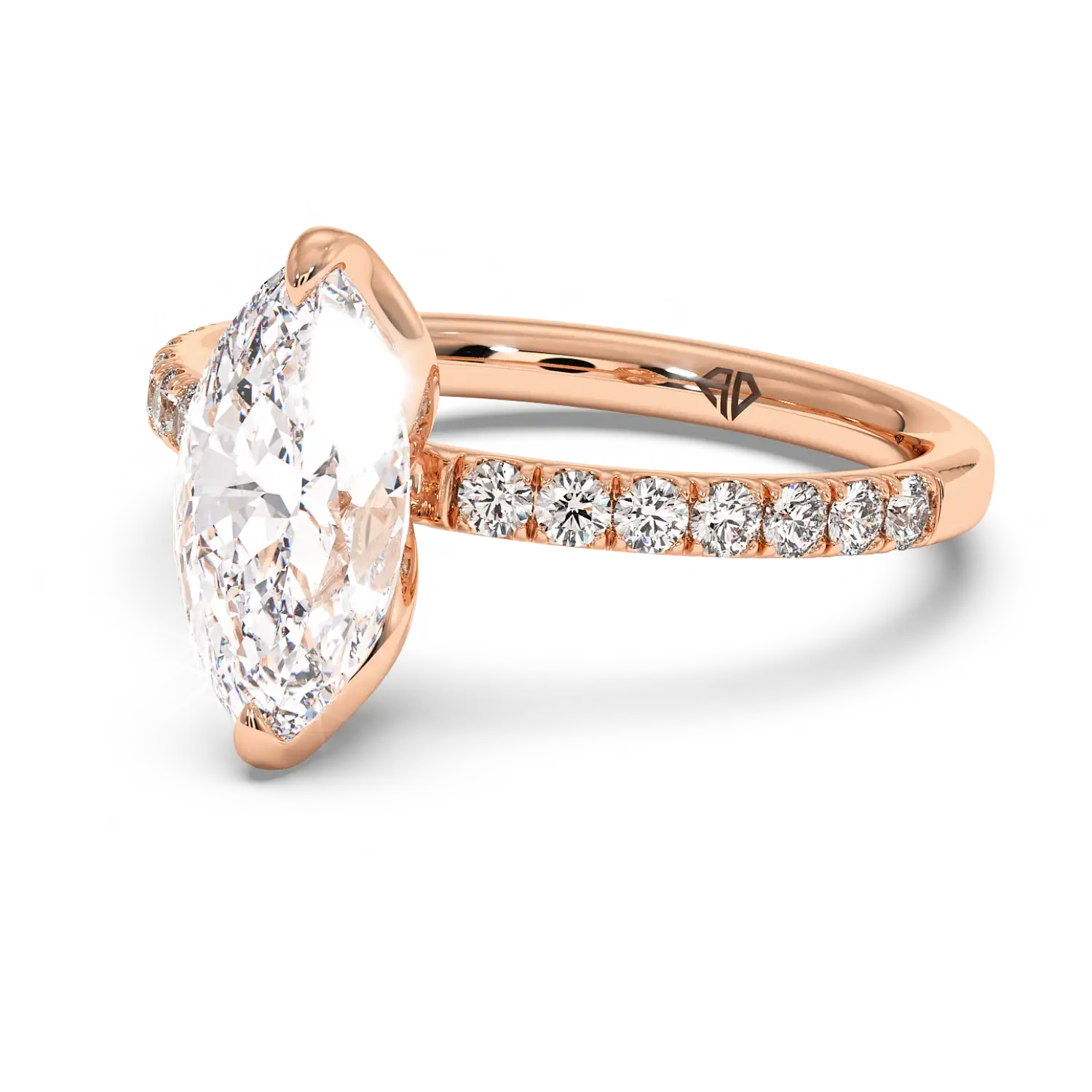 18K Rose Gold Stella Diamond Shoulder Engagement Ring