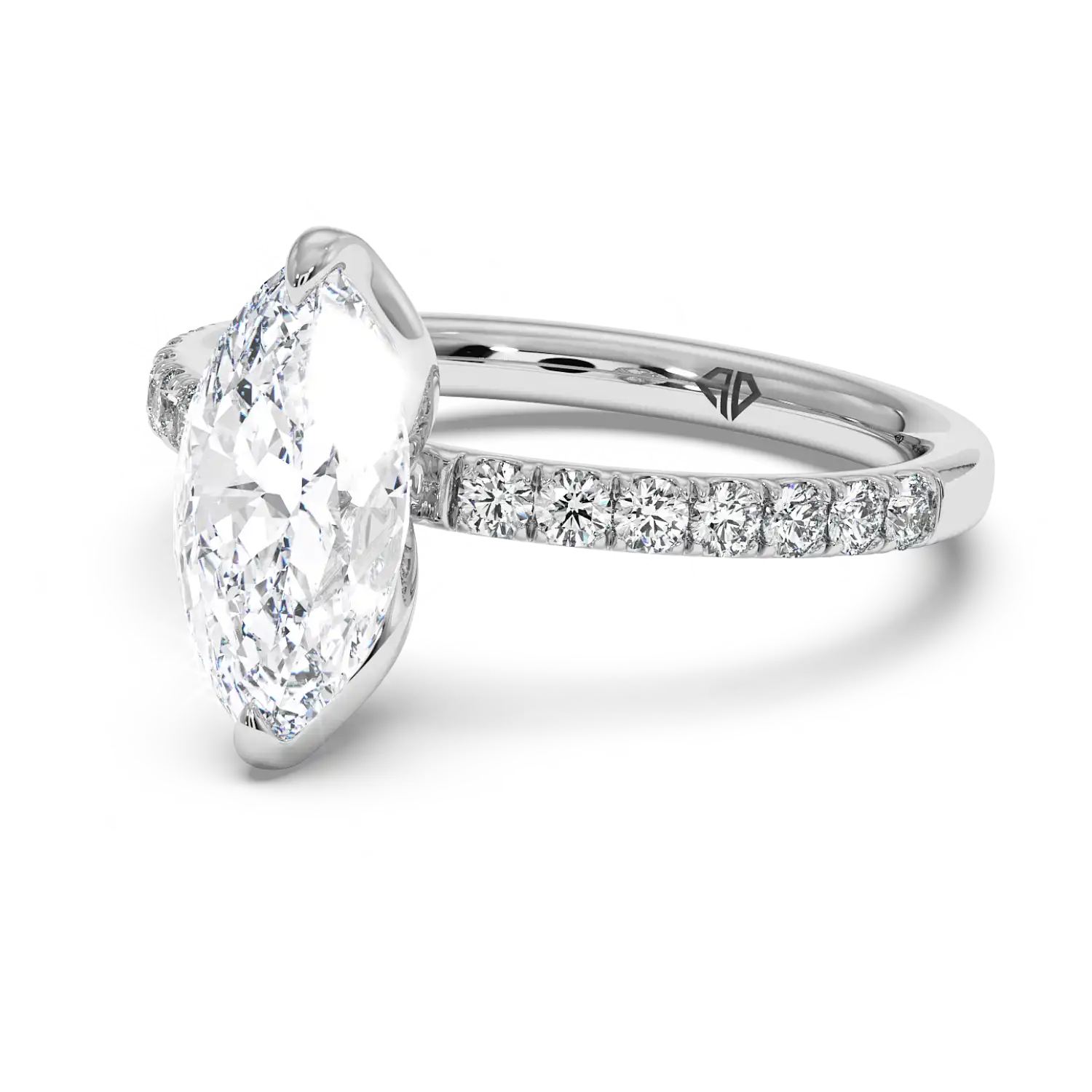 18K White Gold Stella Diamond Shoulder Engagement Ring