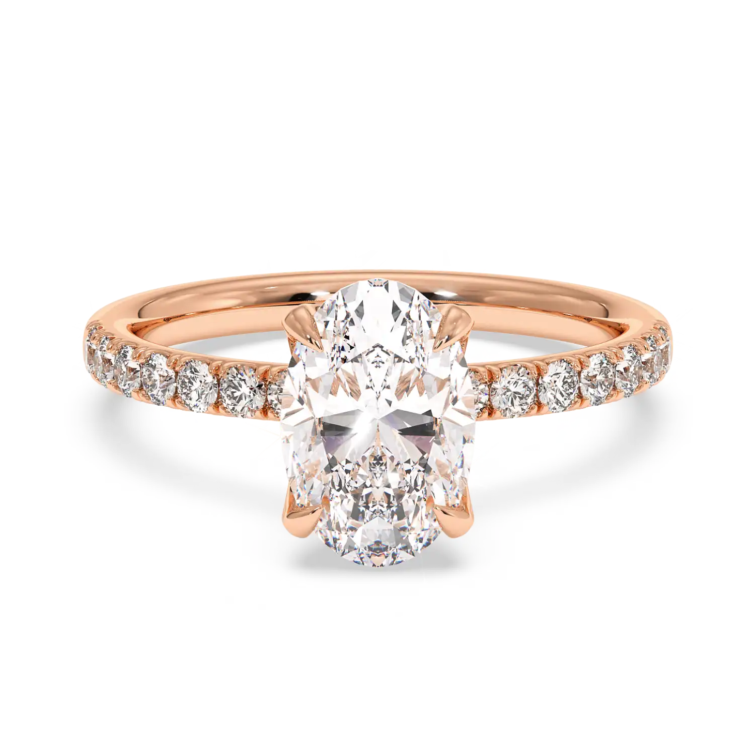 18K Rose Gold Stella Diamond Shoulder Engagement Ring