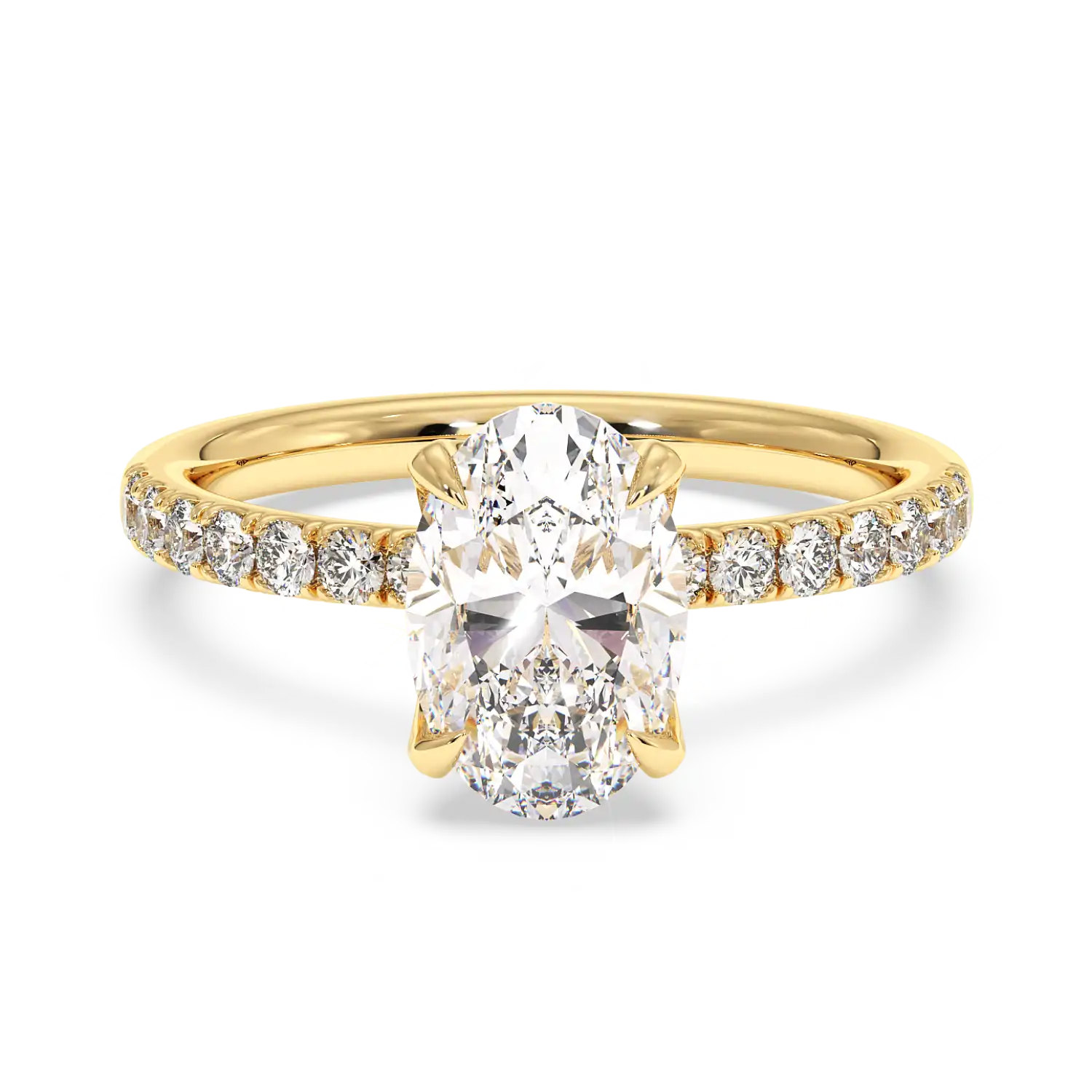 18K Yellow Gold Stella Diamond Shoulder Engagement Ring