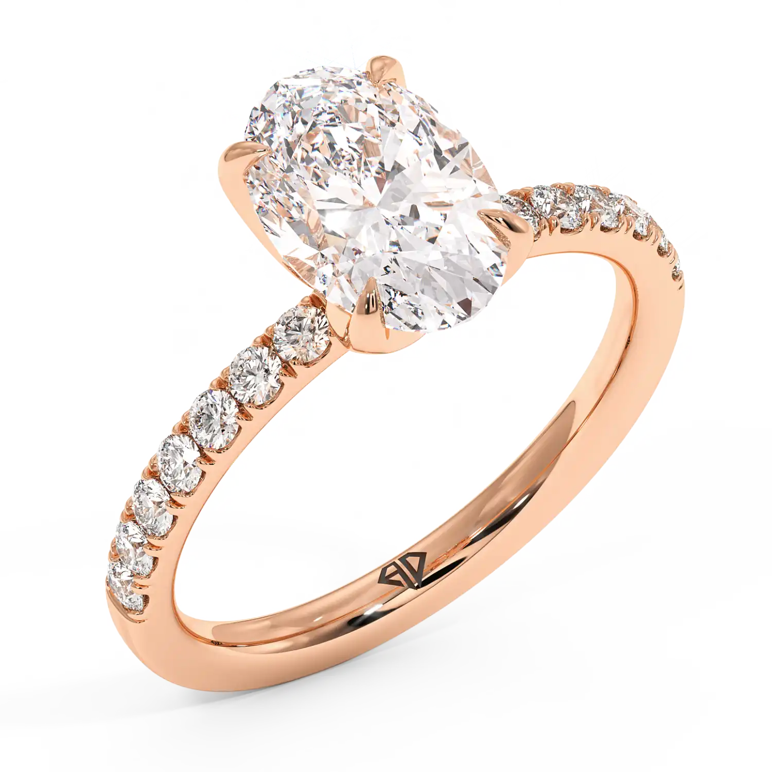 18K Rose Gold Stella Diamond Shoulder Engagement Ring