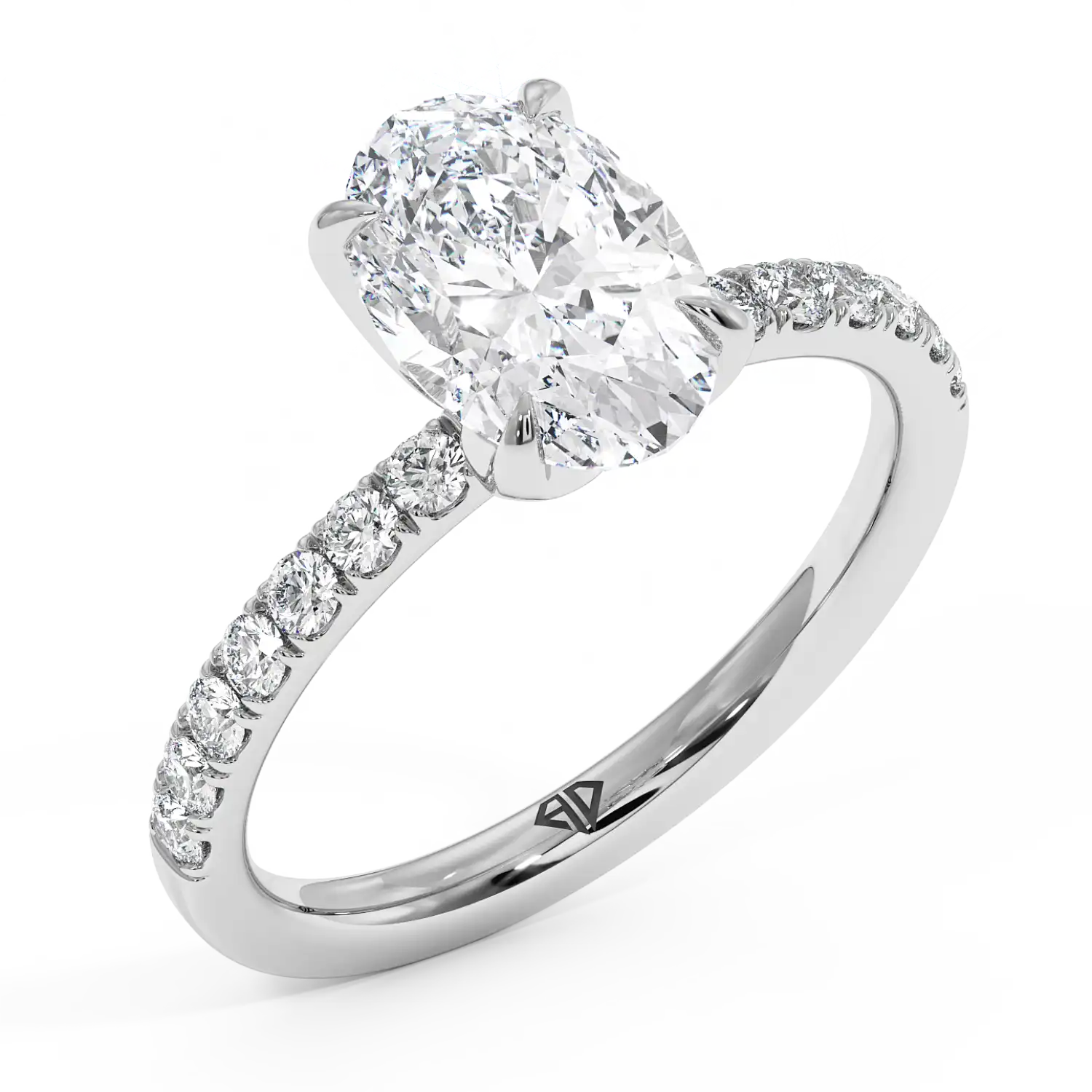 18K White Gold Stella Diamond Shoulder Engagement Ring