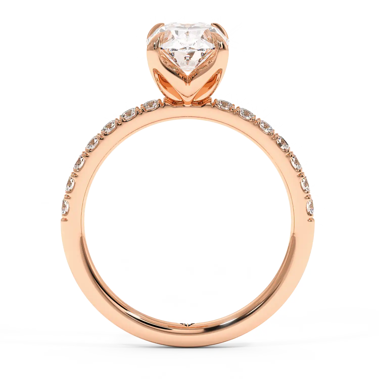 18K Rose Gold Stella Diamond Shoulder Engagement Ring