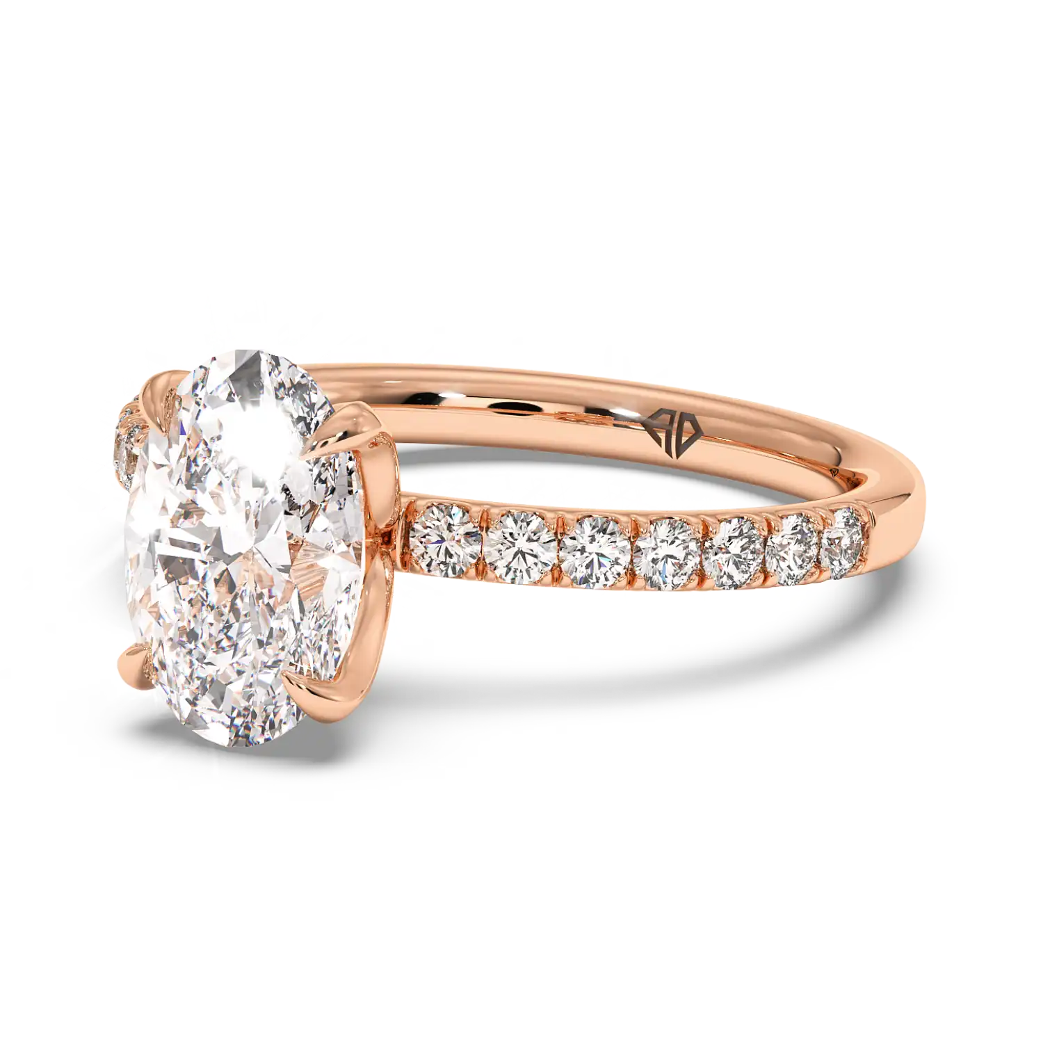 18K Rose Gold Stella Diamond Shoulder Engagement Ring