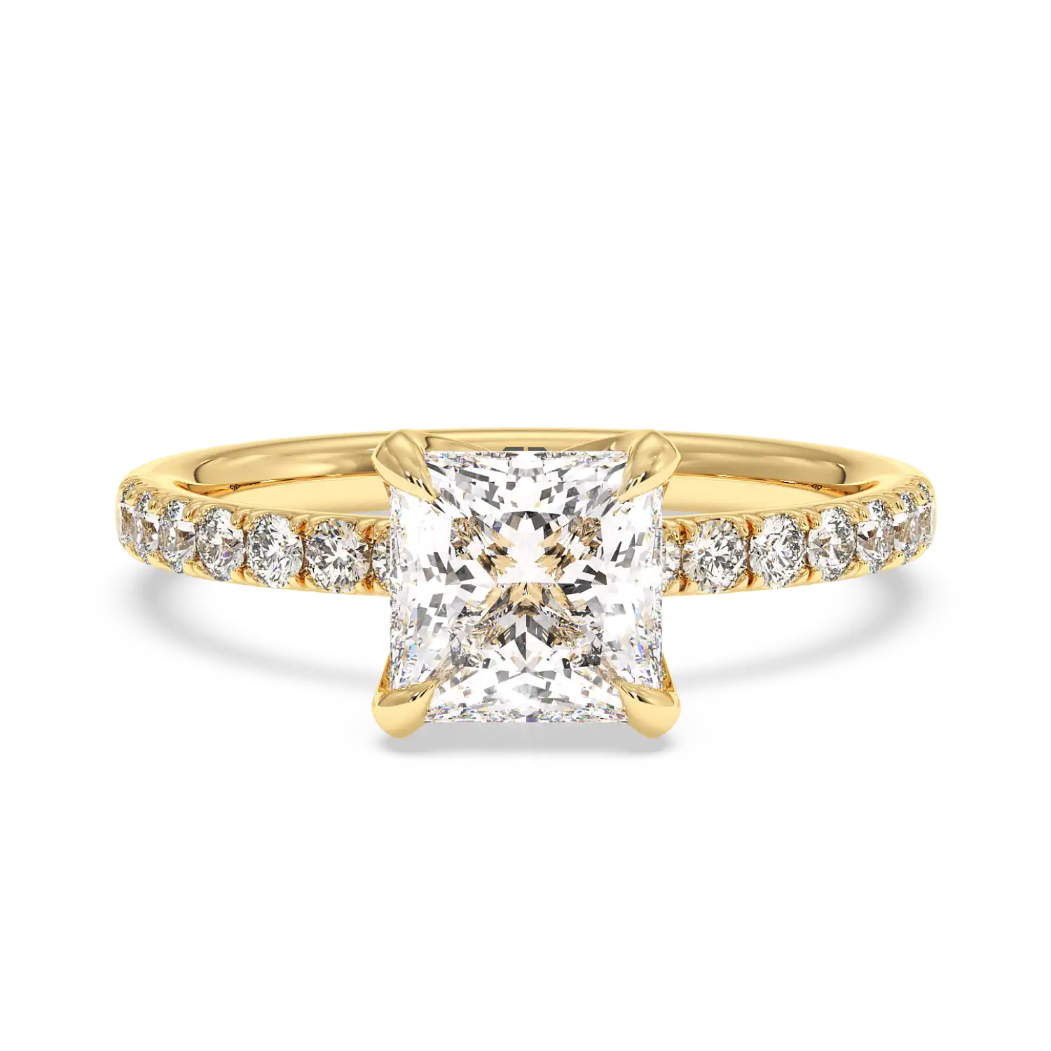 18K Yellow Gold Stella Diamond Shoulder Engagement Ring