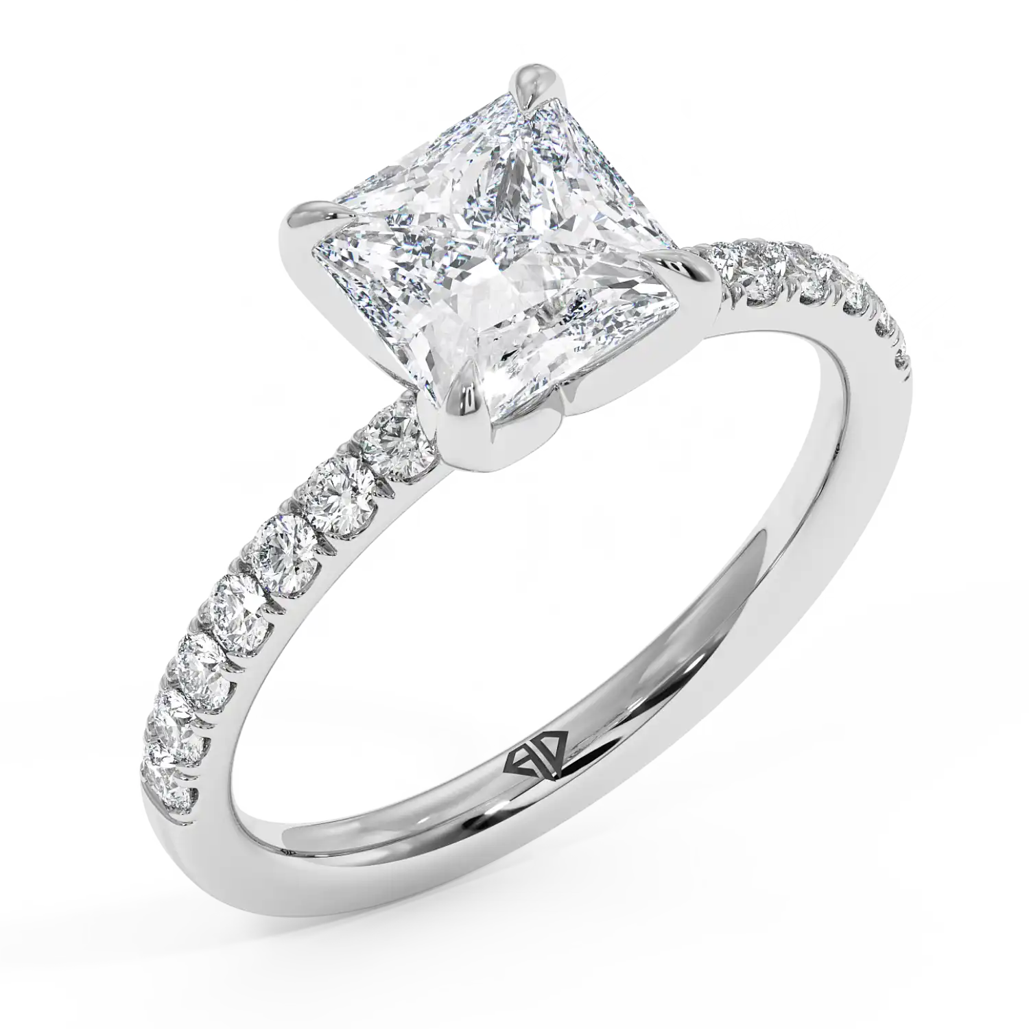 Platinum Stella Diamond Shoulder Engagement Ring