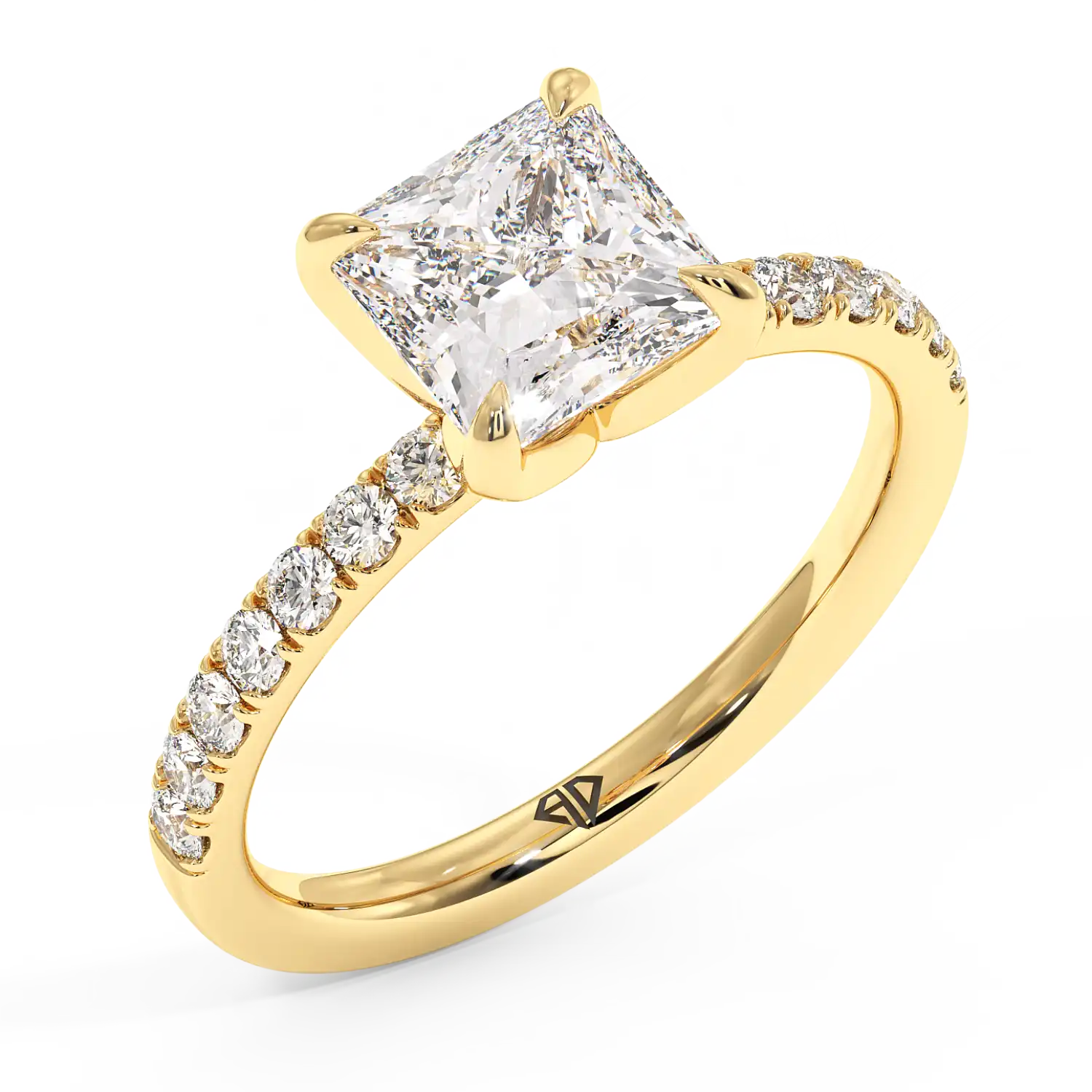 18K Yellow Gold Stella Diamond Shoulder Engagement Ring