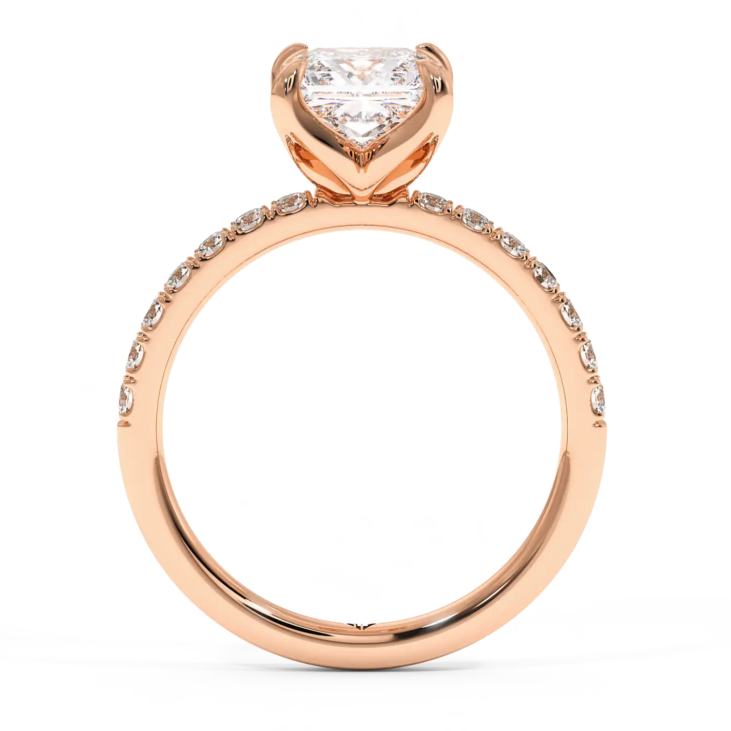 18K Rose Gold Stella Diamond Shoulder Engagement Ring