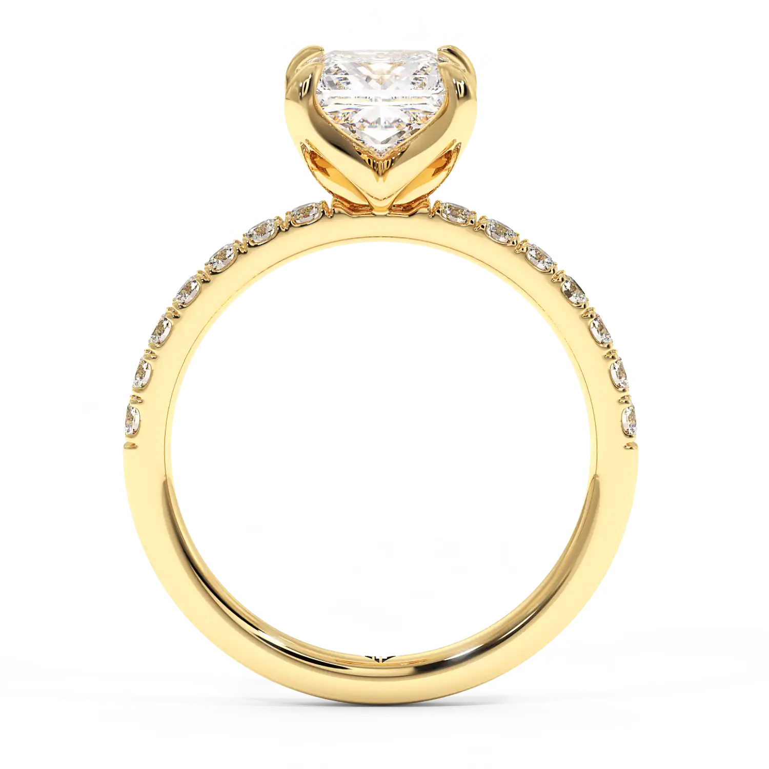 18K Yellow Gold Stella Diamond Shoulder Engagement Ring