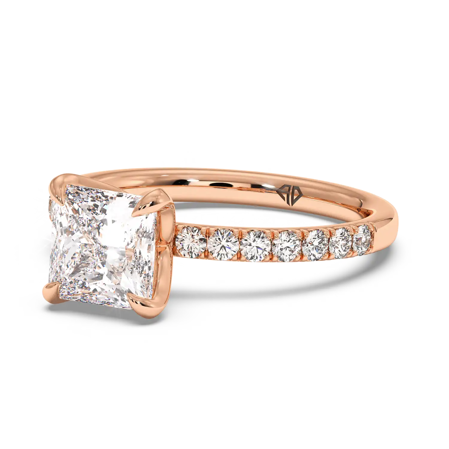 18K Rose Gold Stella Diamond Shoulder Engagement Ring