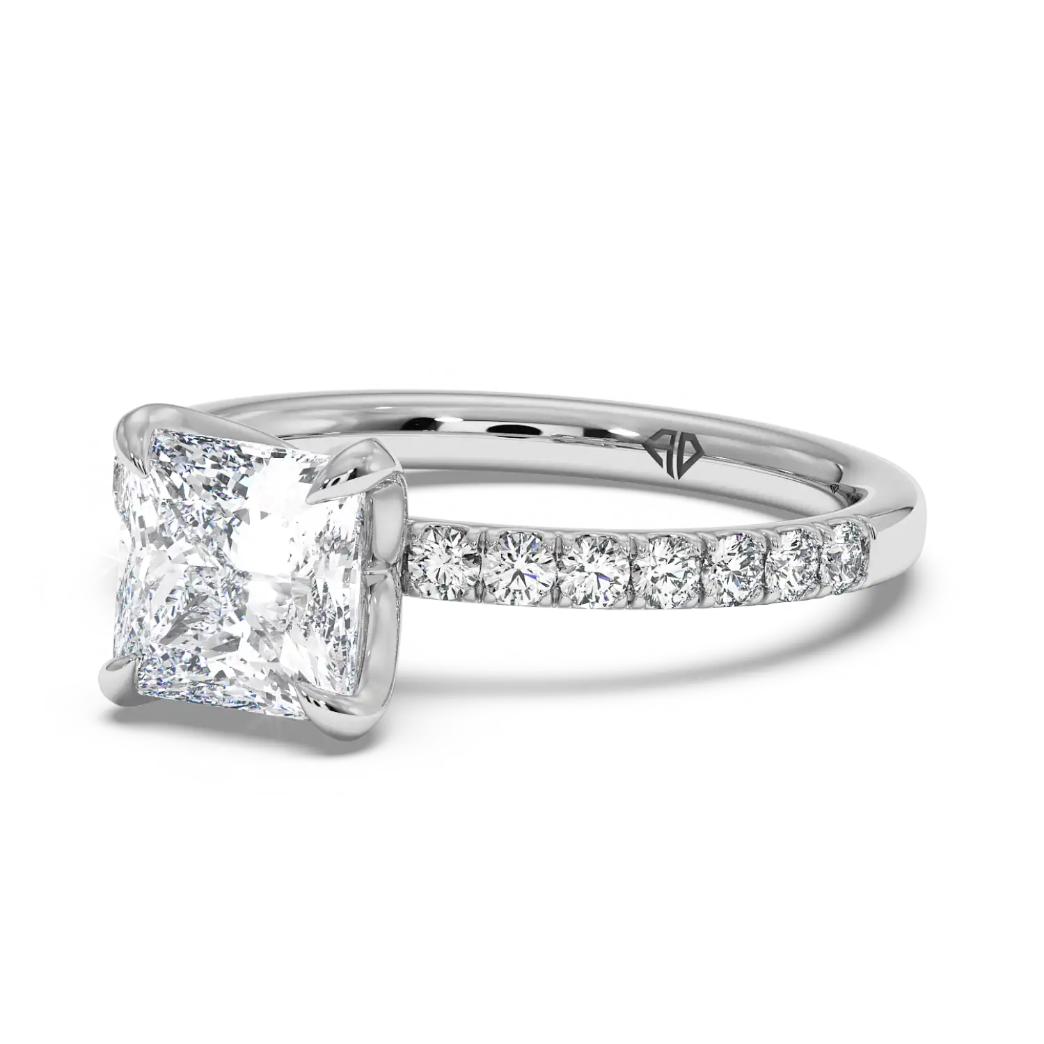 18K White Gold Stella Diamond Shoulder Engagement Ring