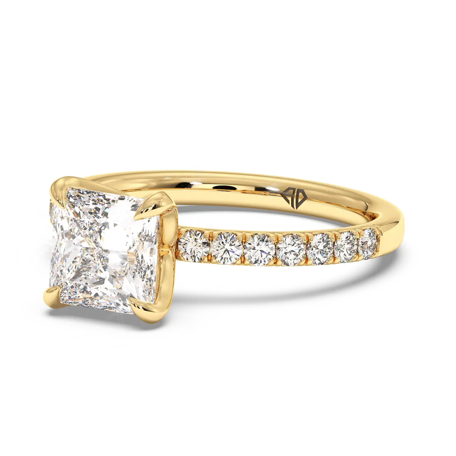 18K Yellow Gold Stella Diamond Shoulder Engagement Ring