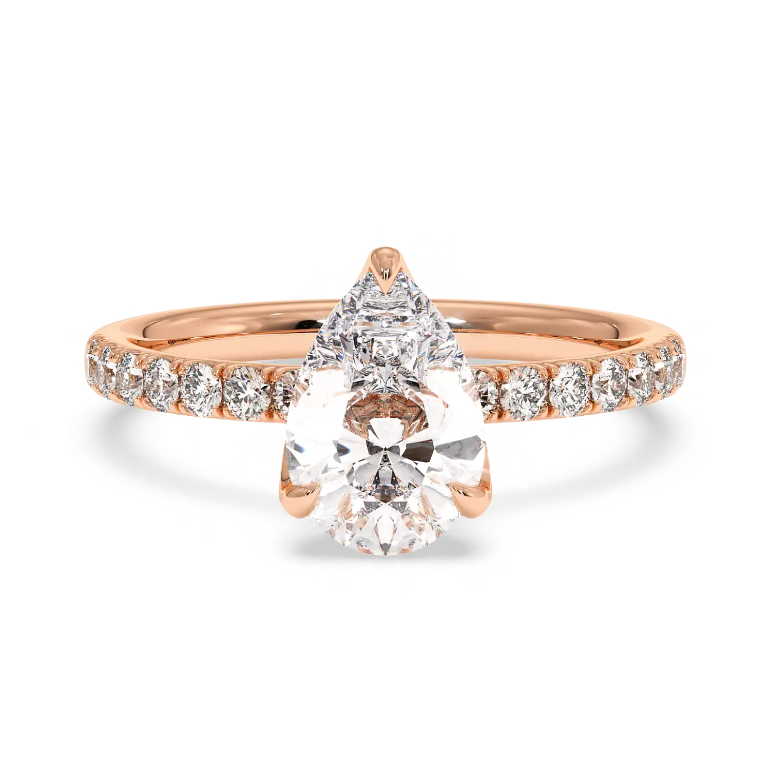 18K Rose Gold Stella Diamond Shoulder Engagement Ring