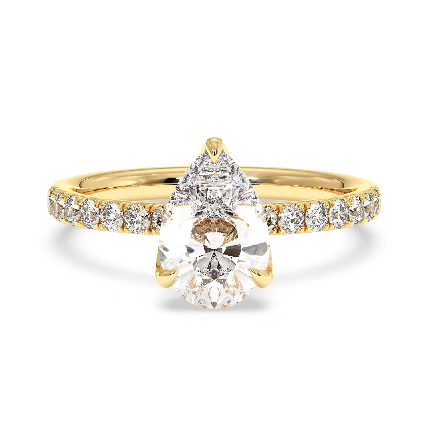 18K Yellow Gold Stella Diamond Shoulder Engagement Ring