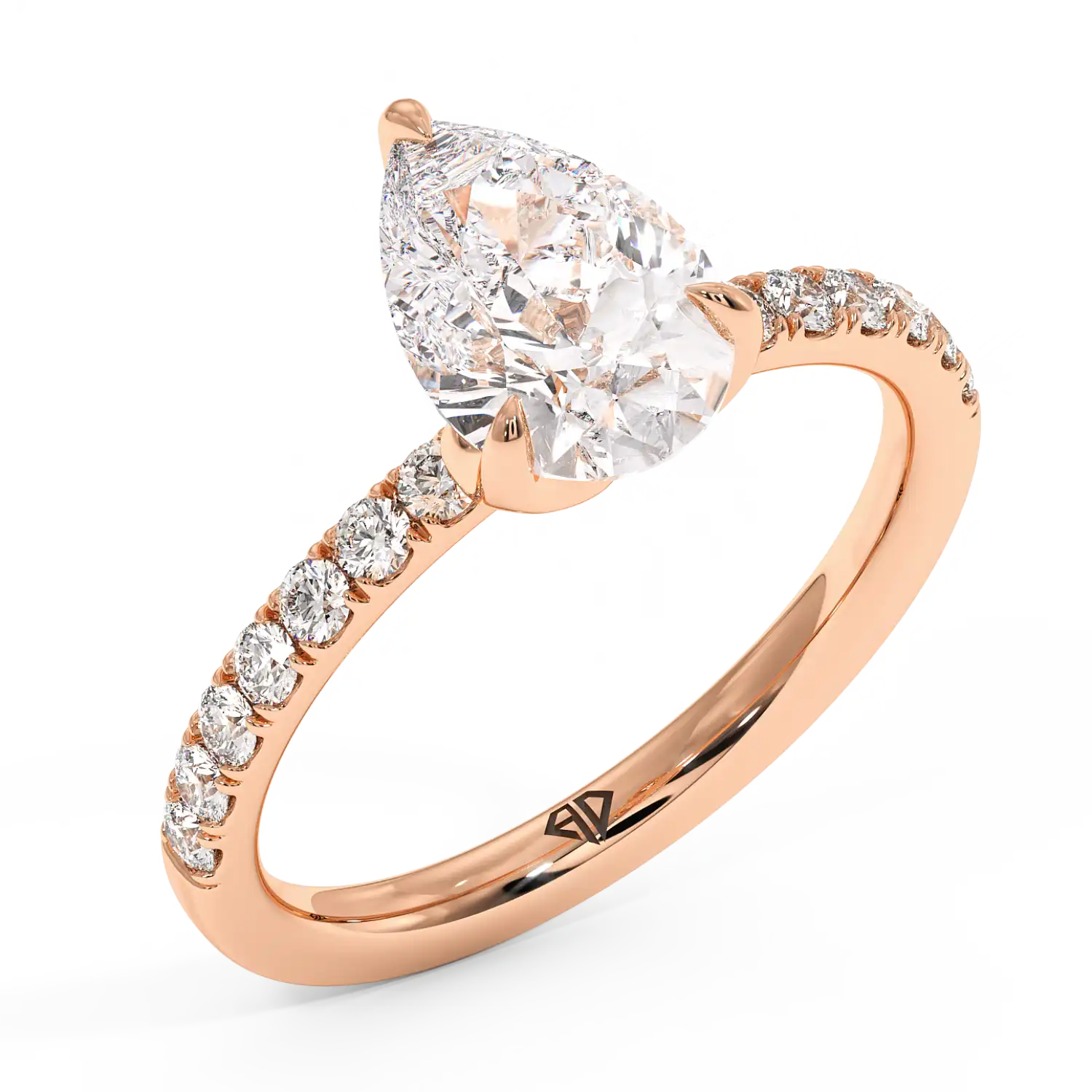 18K Rose Gold Stella Diamond Shoulder Engagement Ring