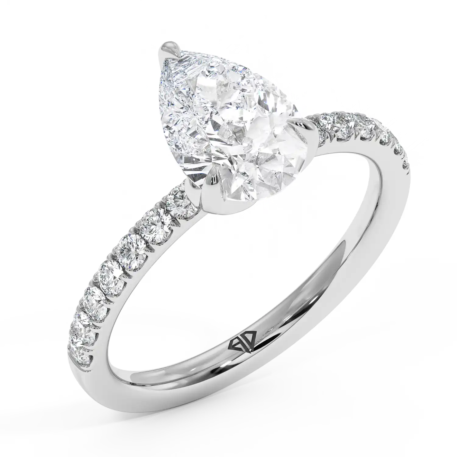 Platinum Stella Diamond Shoulder Engagement Ring