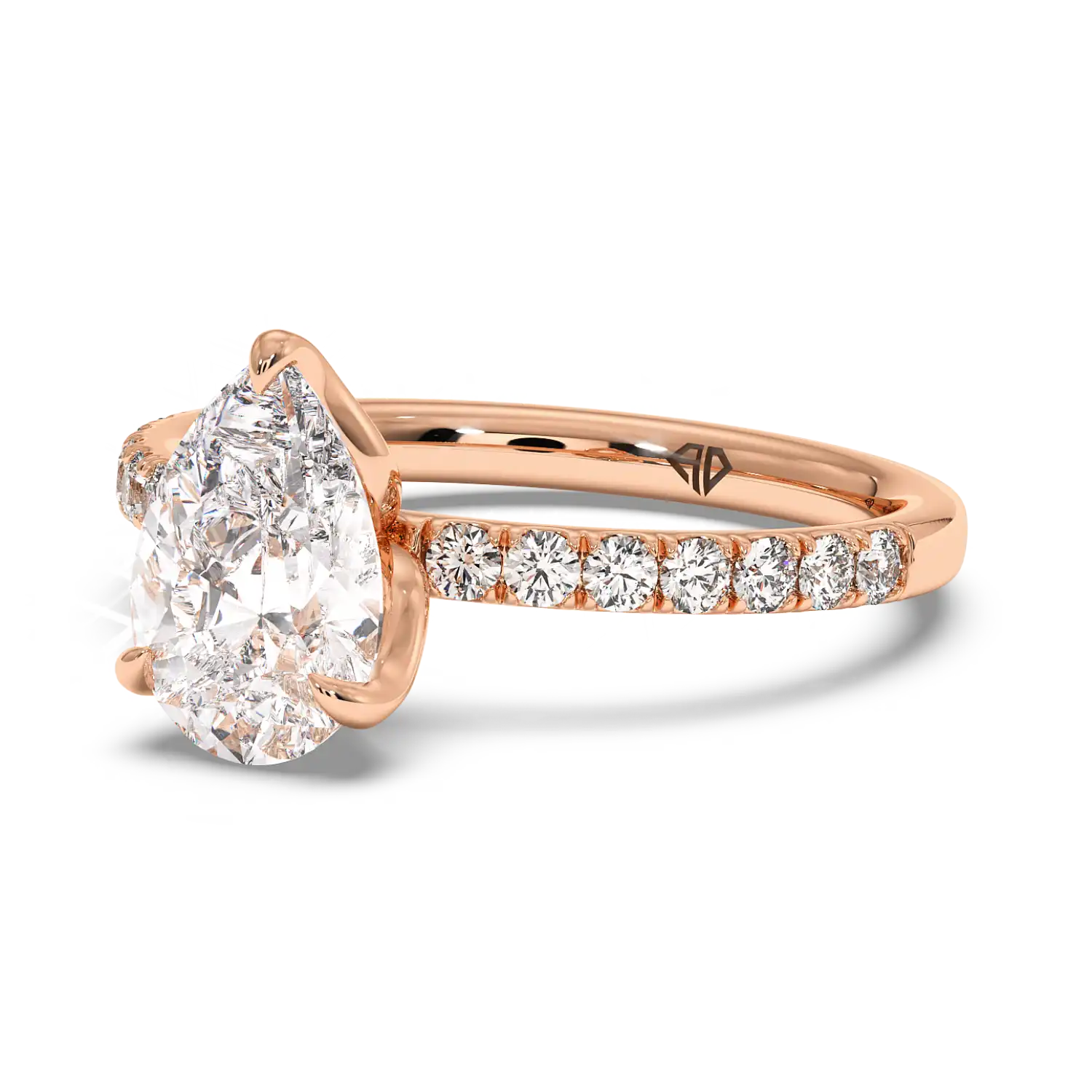 18K Rose Gold Stella Diamond Shoulder Engagement Ring