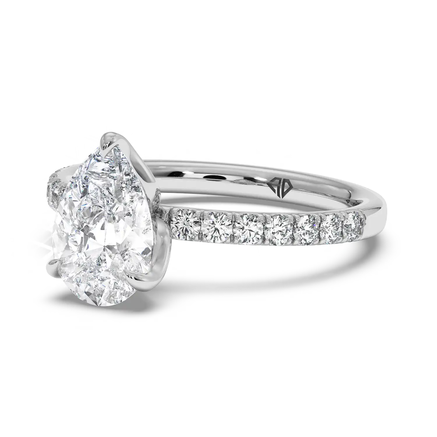 18K White Gold Stella Diamond Shoulder Engagement Ring