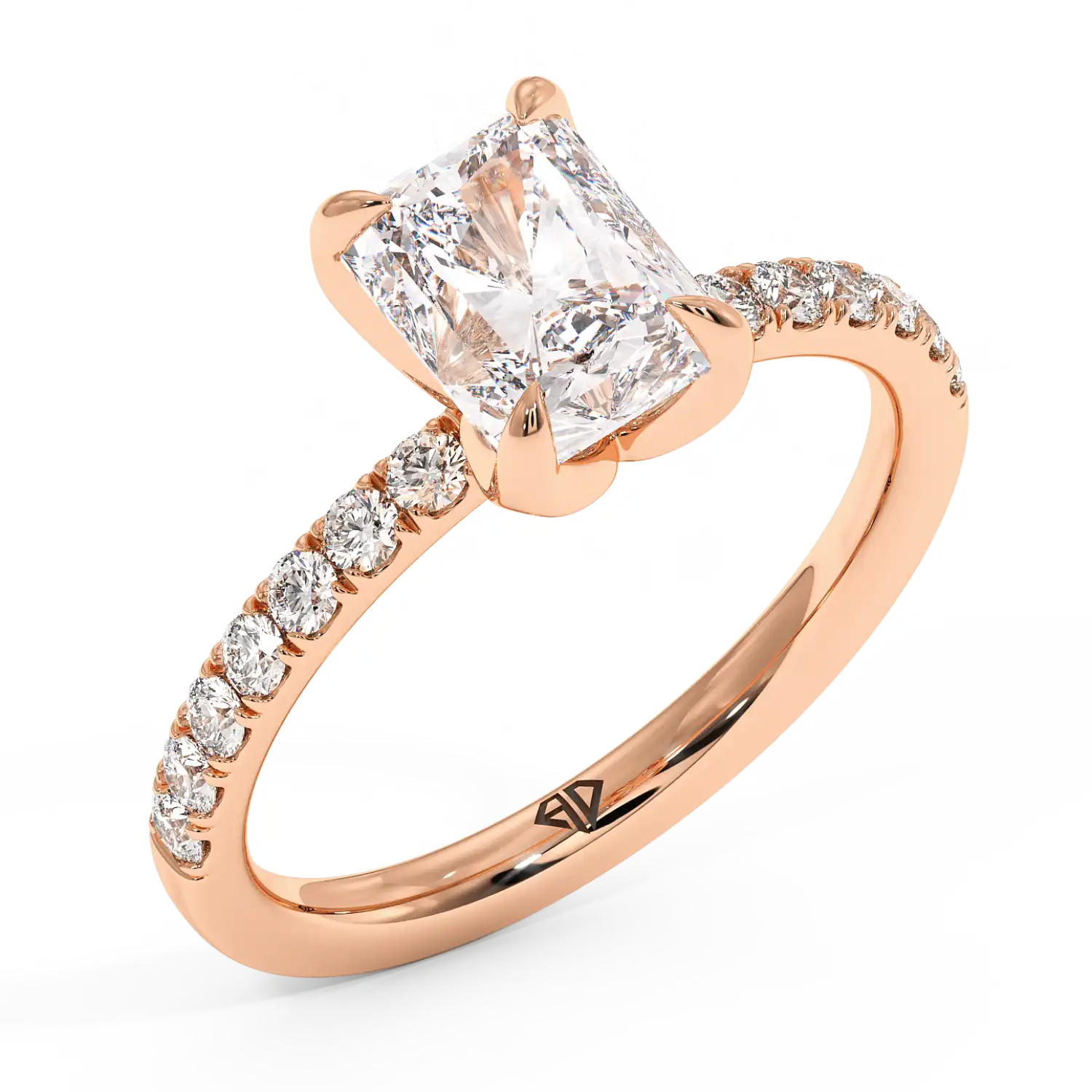 18K Rose Gold Stella Diamond Shoulder Engagement Ring