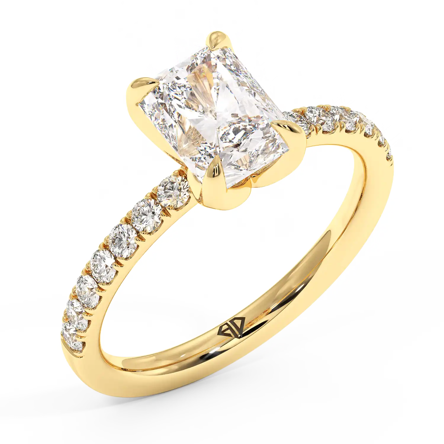 18K Yellow Gold Stella Diamond Shoulder Engagement Ring