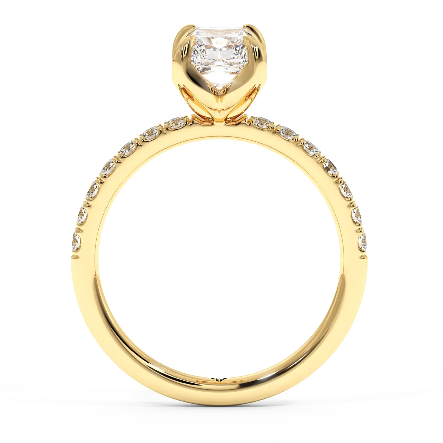 18K Yellow Gold Stella Diamond Shoulder Engagement Ring