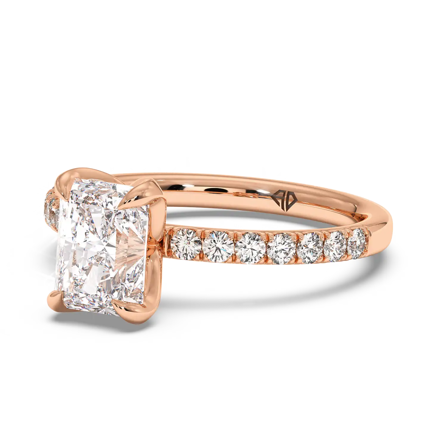 18K Rose Gold Stella Diamond Shoulder Engagement Ring