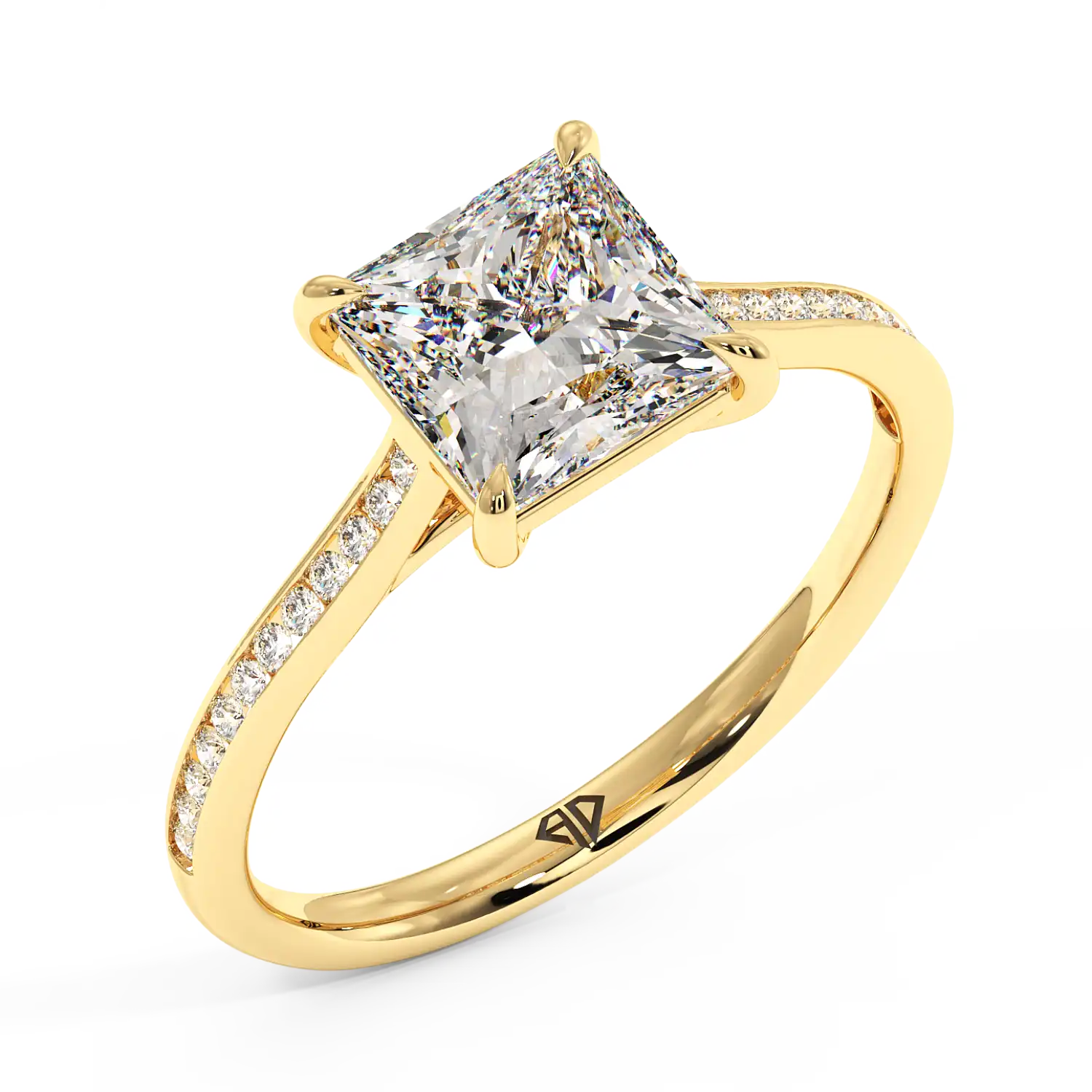 18K Yellow Gold Poppy Channel Engagement Ring