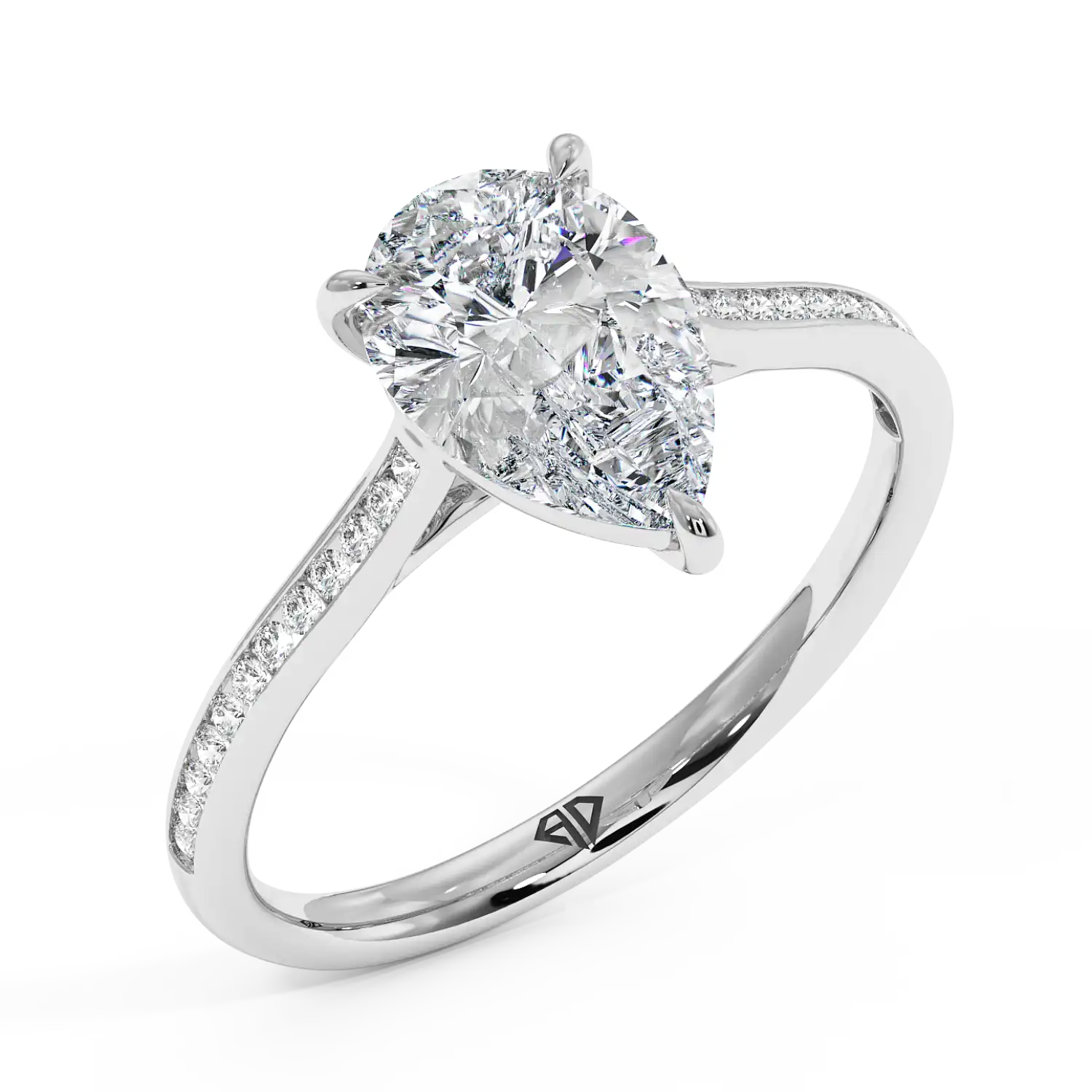 18K White Gold Poppy Channel Engagement Ring