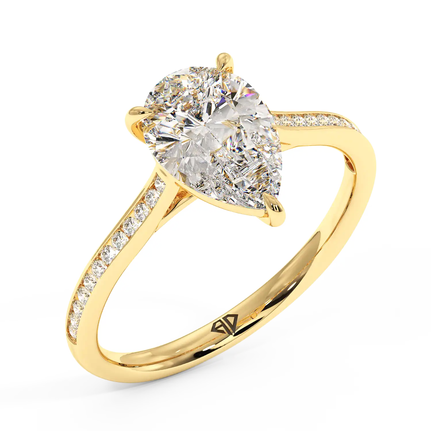 18K Yellow Gold Poppy Channel Engagement Ring