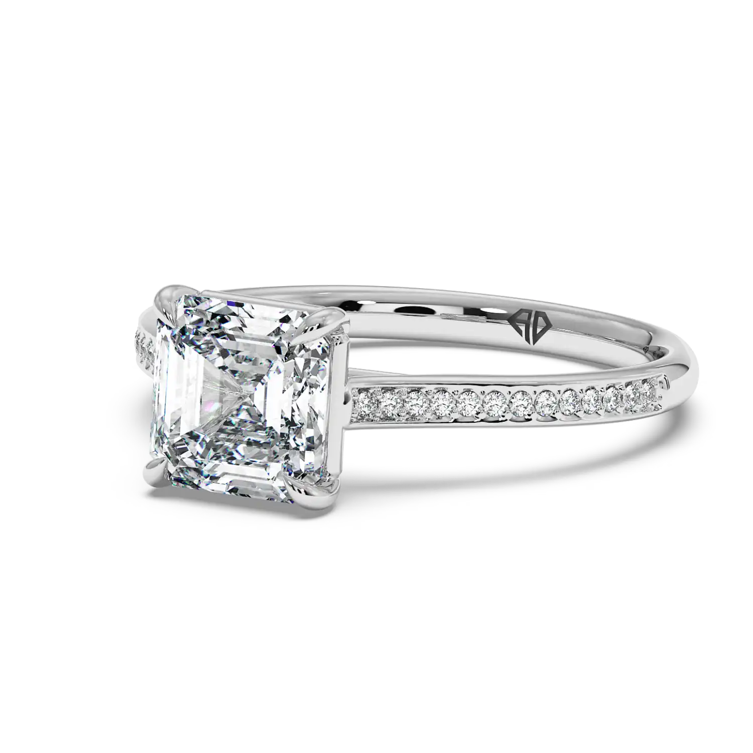 18K White Gold Poppy Pave Engagement Ring