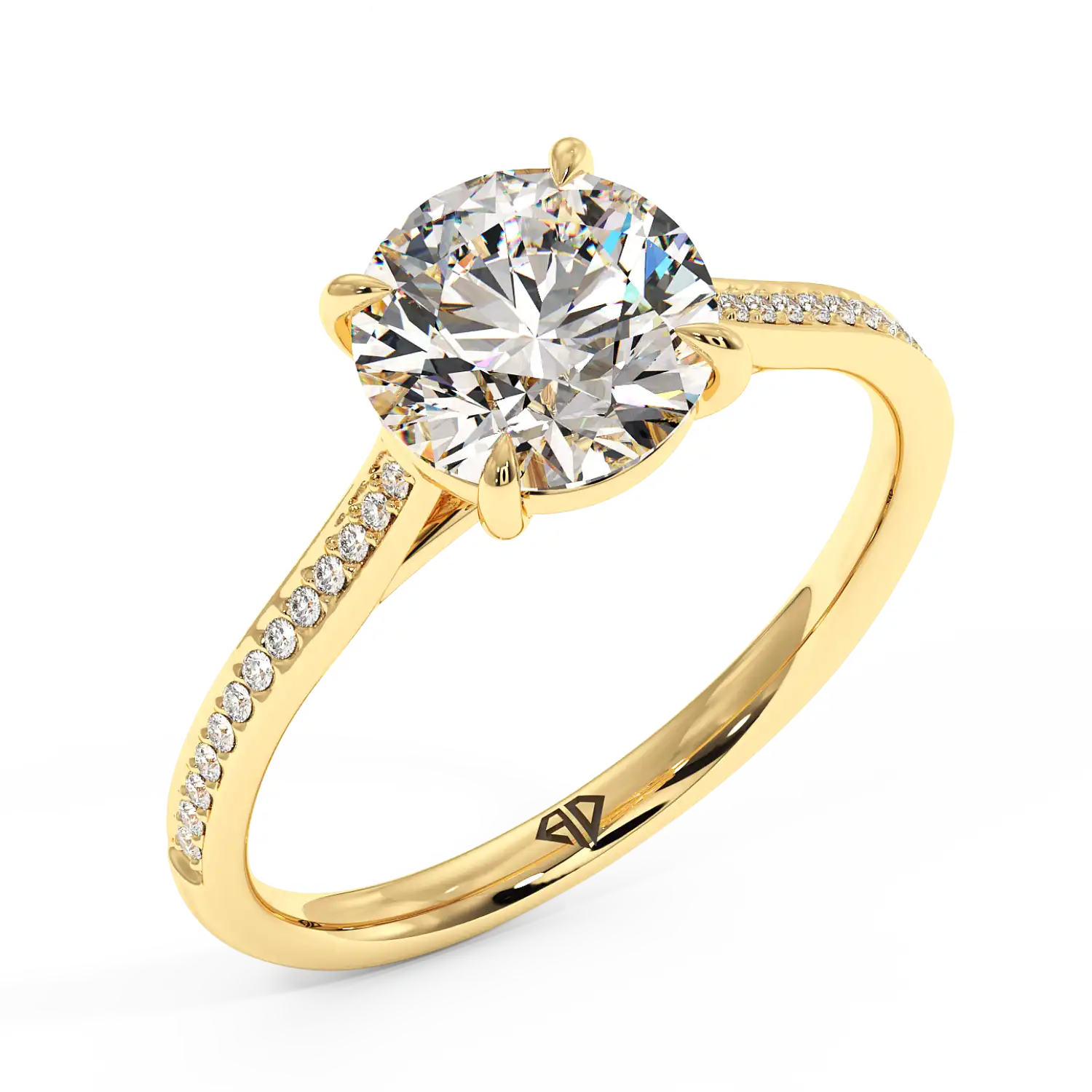 18K Yellow Gold Poppy Pave Engagement Ring