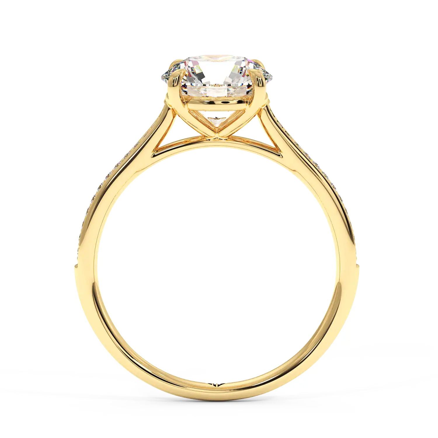 18K Yellow Gold Poppy Pave Engagement Ring