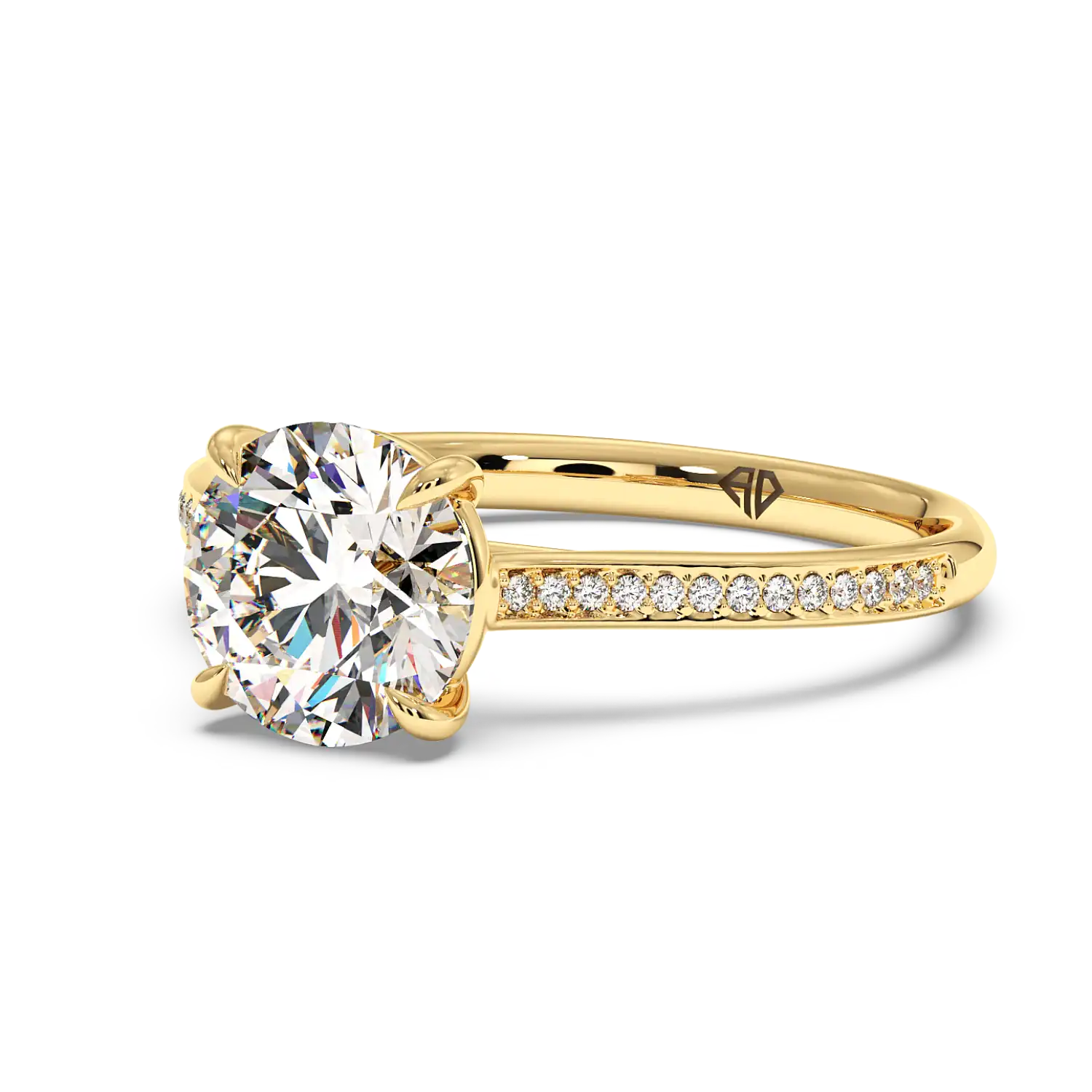 18K Yellow Gold Poppy Pave Engagement Ring