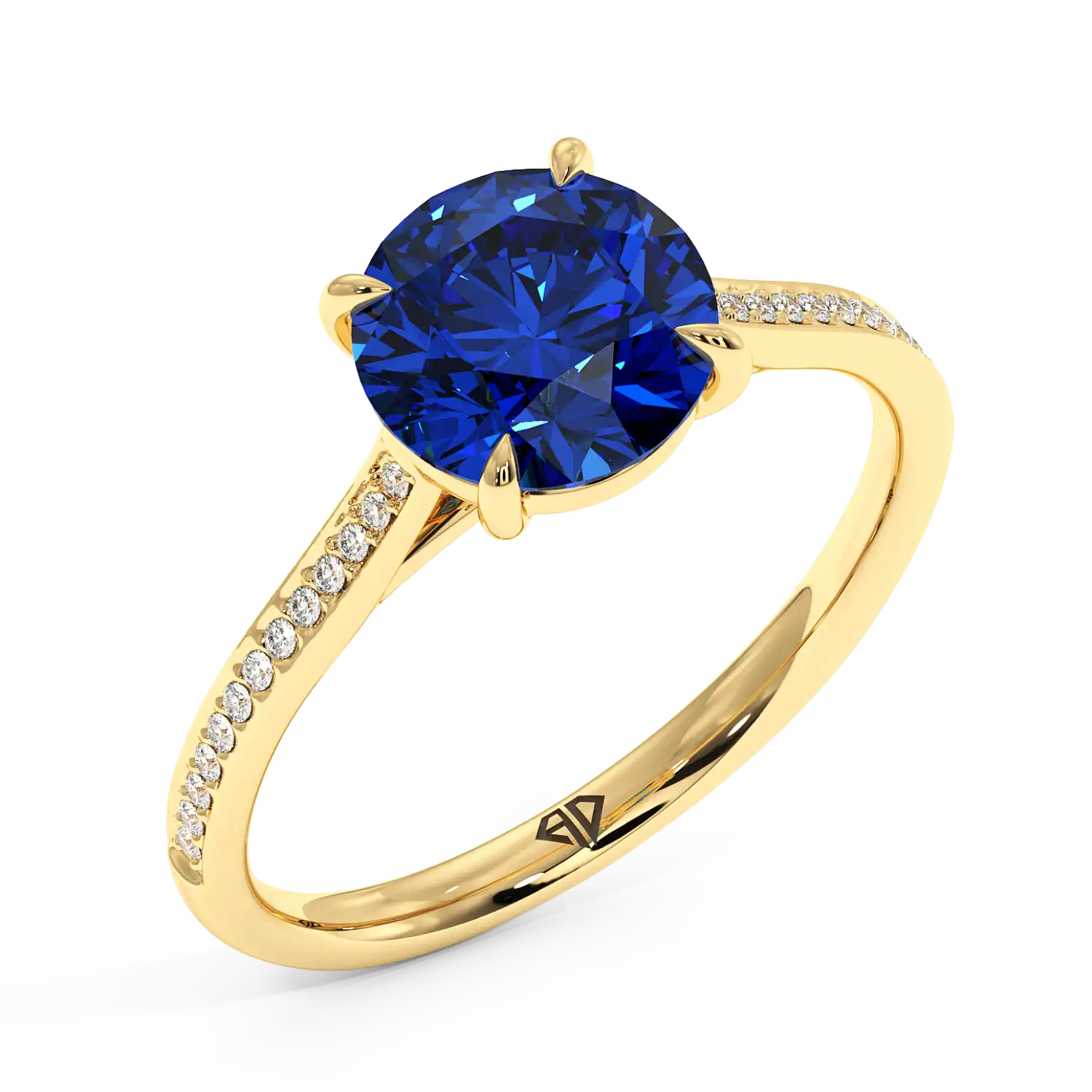 18K Yellow Gold Poppy Pave Engagement Ring