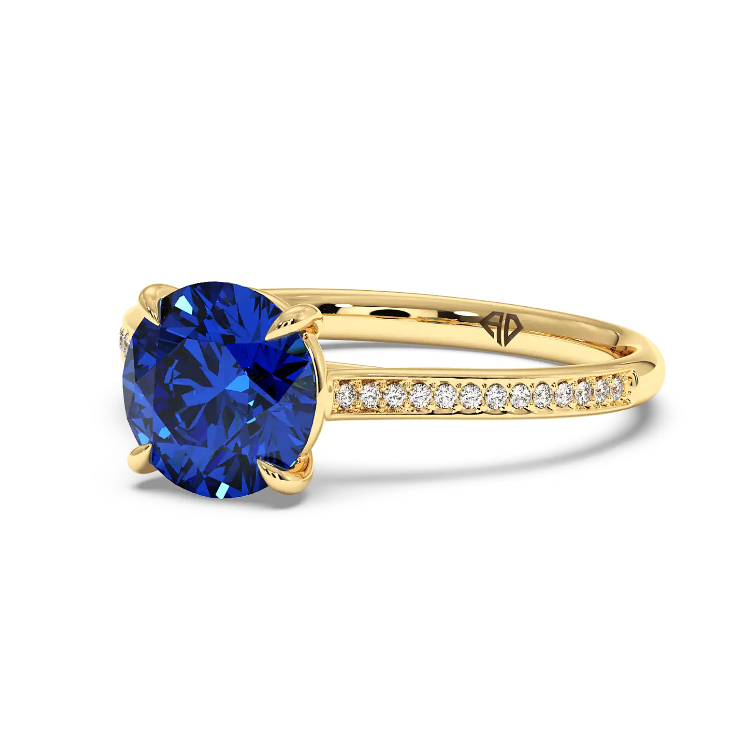 18K Yellow Gold Poppy Pave Engagement Ring