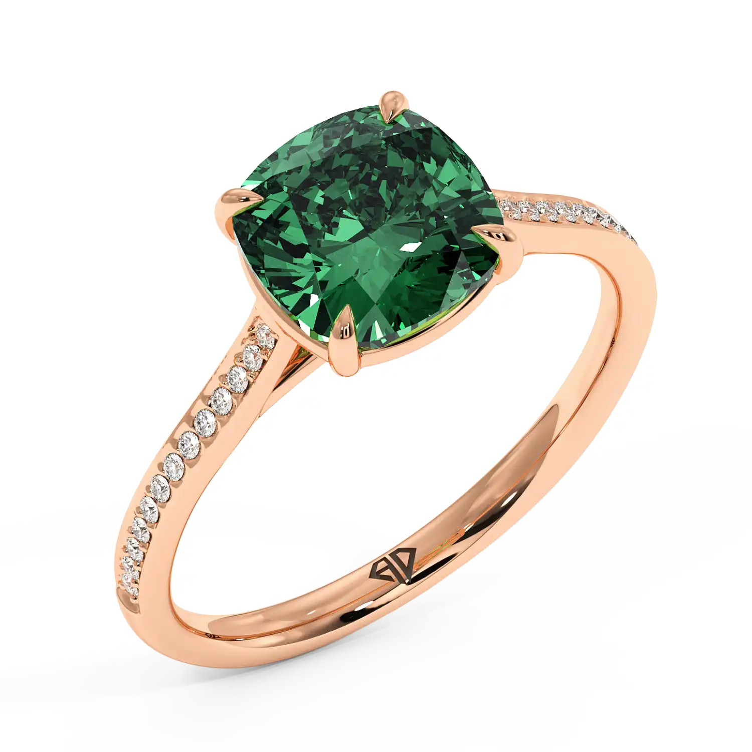 18K Rose Gold Poppy Pave Engagement Ring