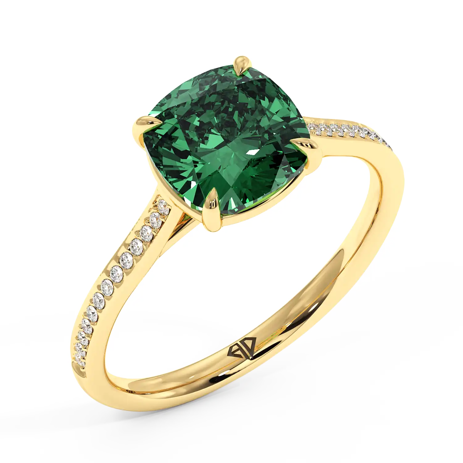 18K Yellow Gold Poppy Pave Engagement Ring