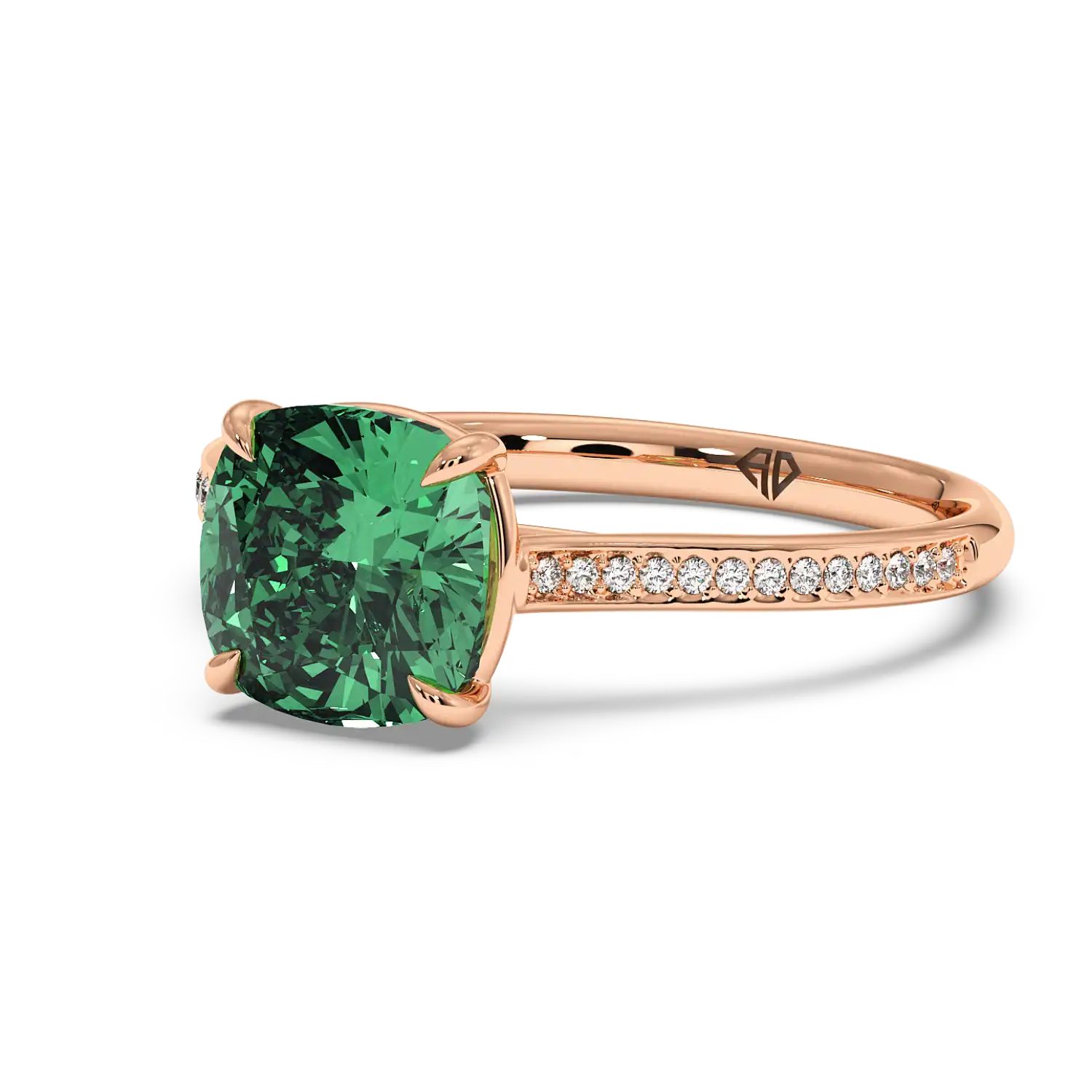 18K Rose Gold Poppy Pave Engagement Ring