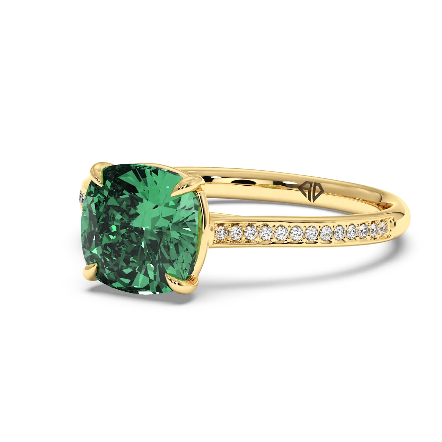 18K Yellow Gold Poppy Pave Engagement Ring