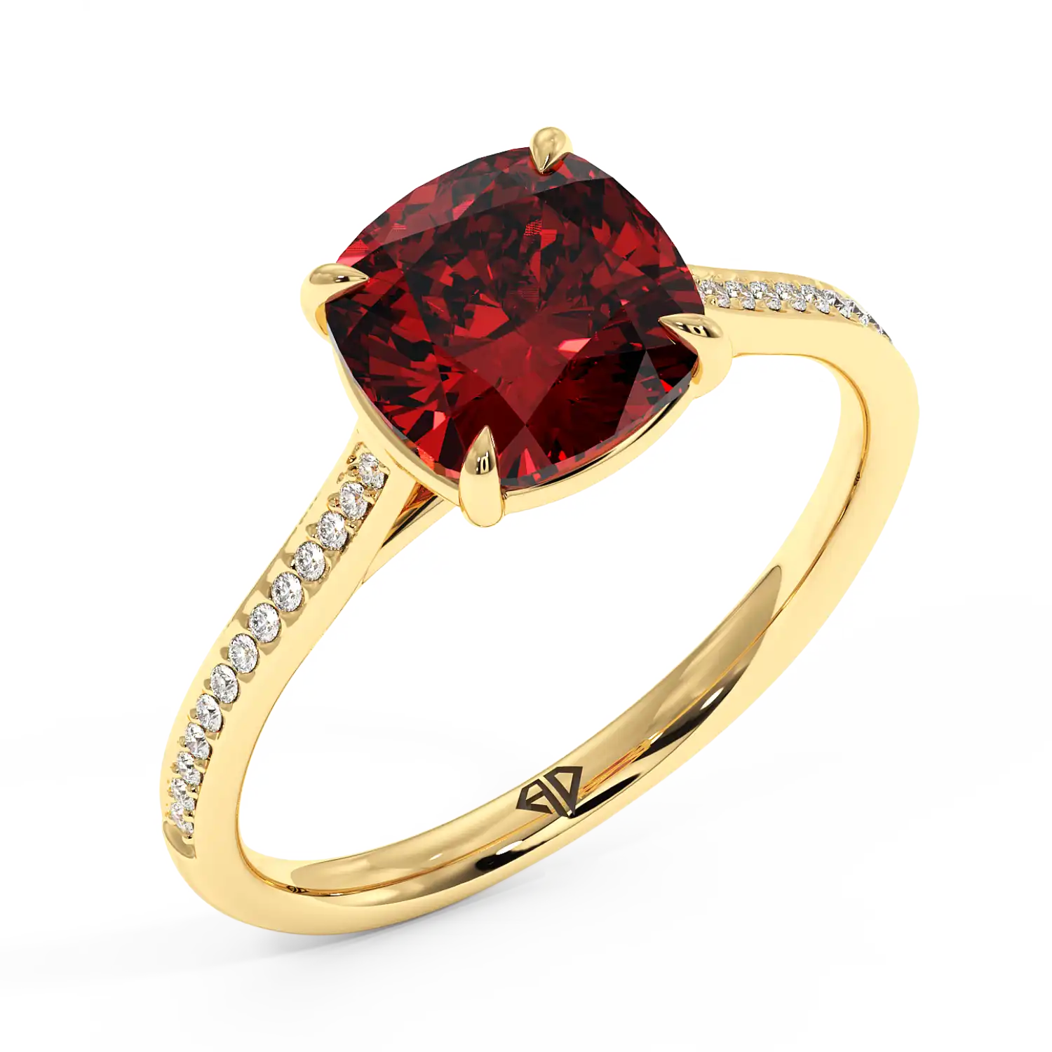 18K Yellow Gold Poppy Pave Engagement Ring