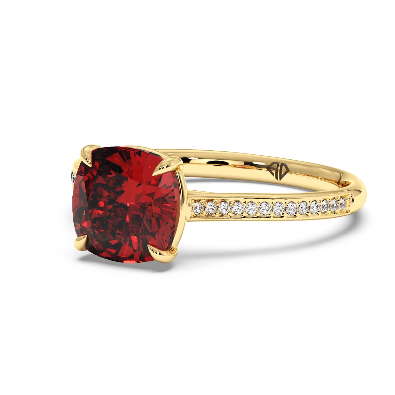 18K Yellow Gold Poppy Pave Engagement Ring