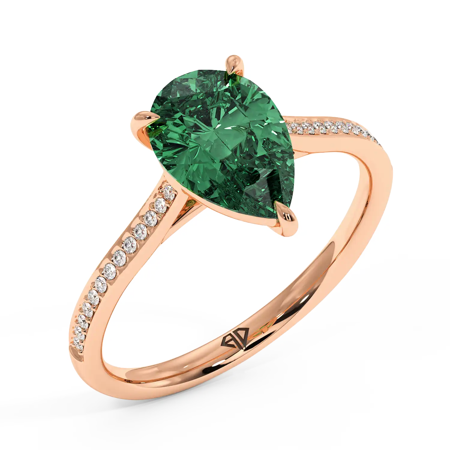 18K Rose Gold Poppy Pave Engagement Ring