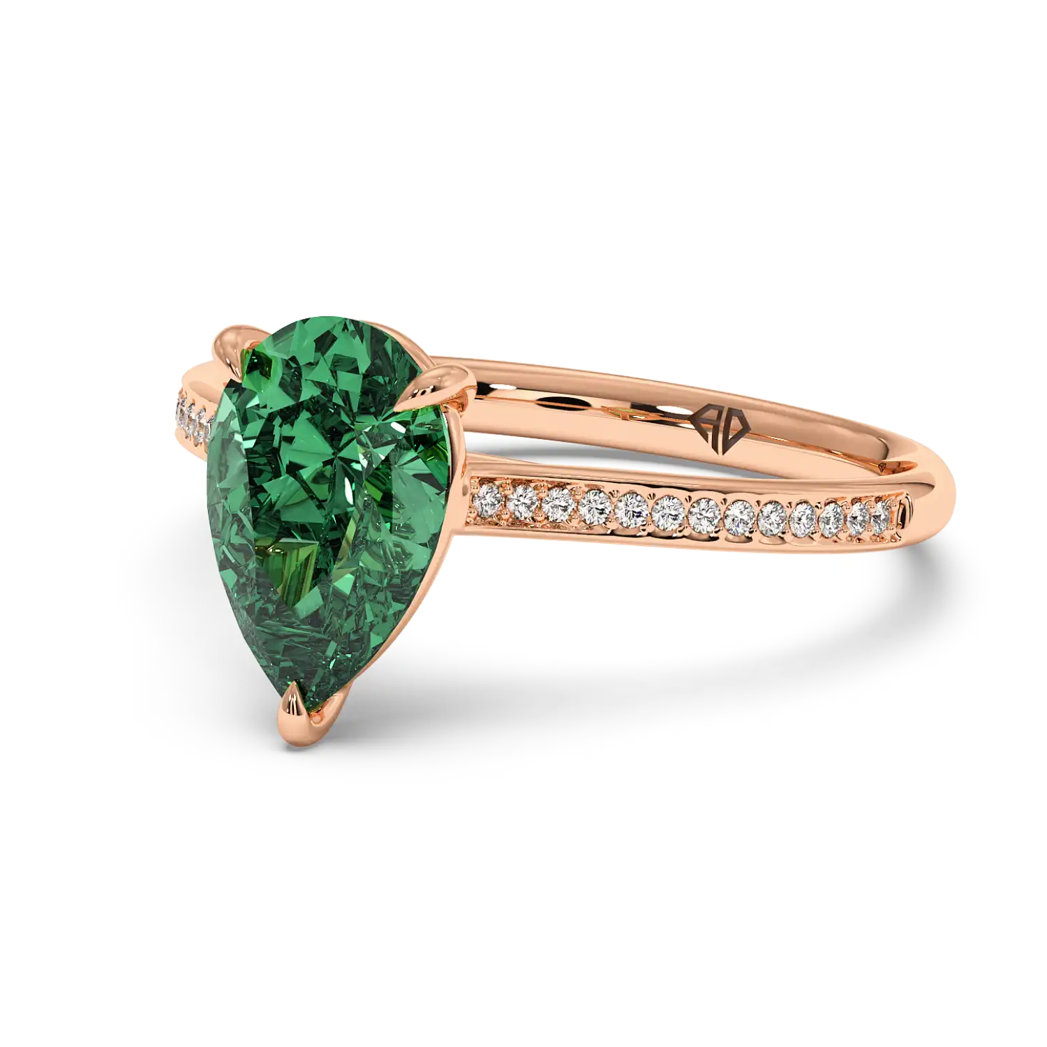 18K Rose Gold Poppy Pave Engagement Ring