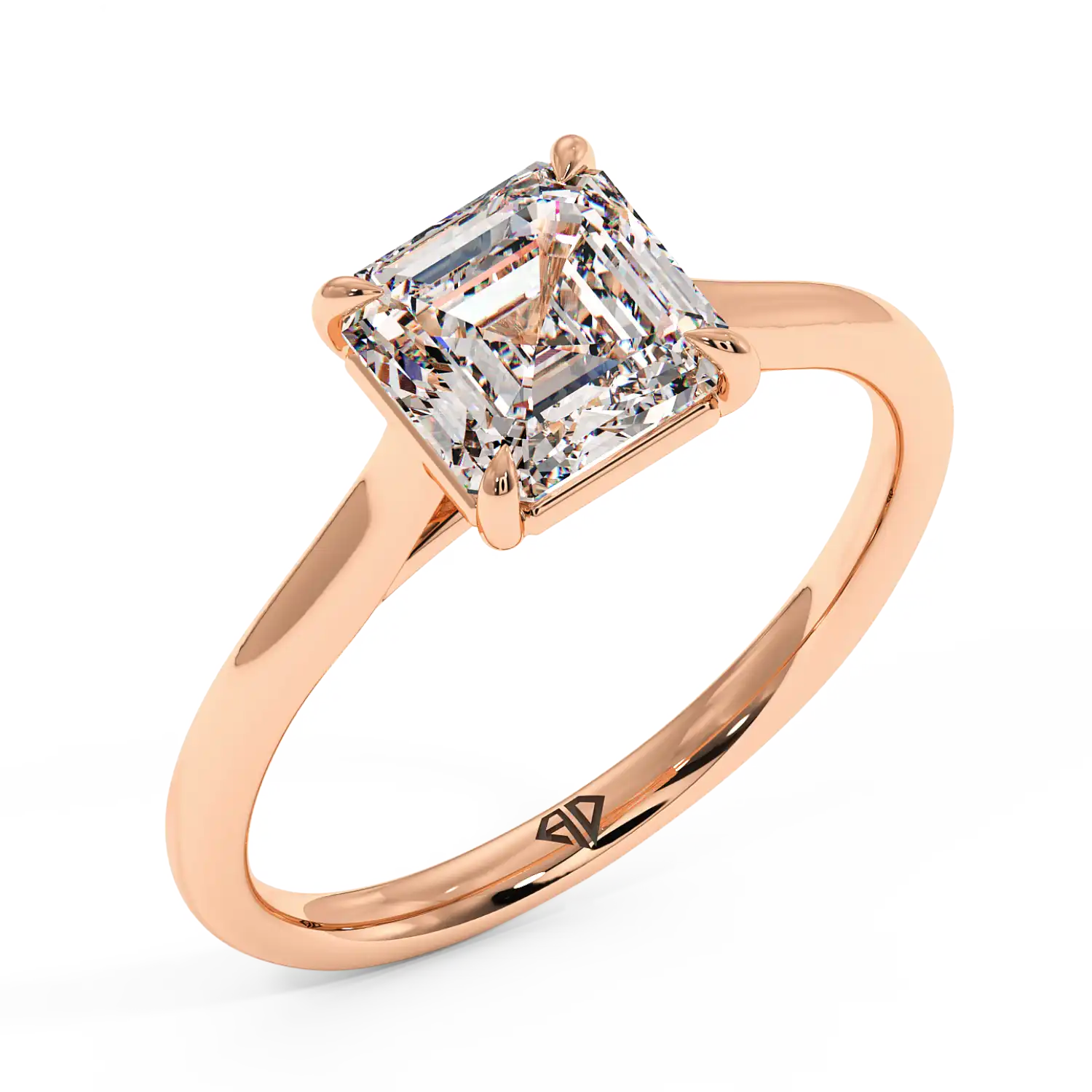 18K Rose Gold Poppy Plain Shank Engagement Ring