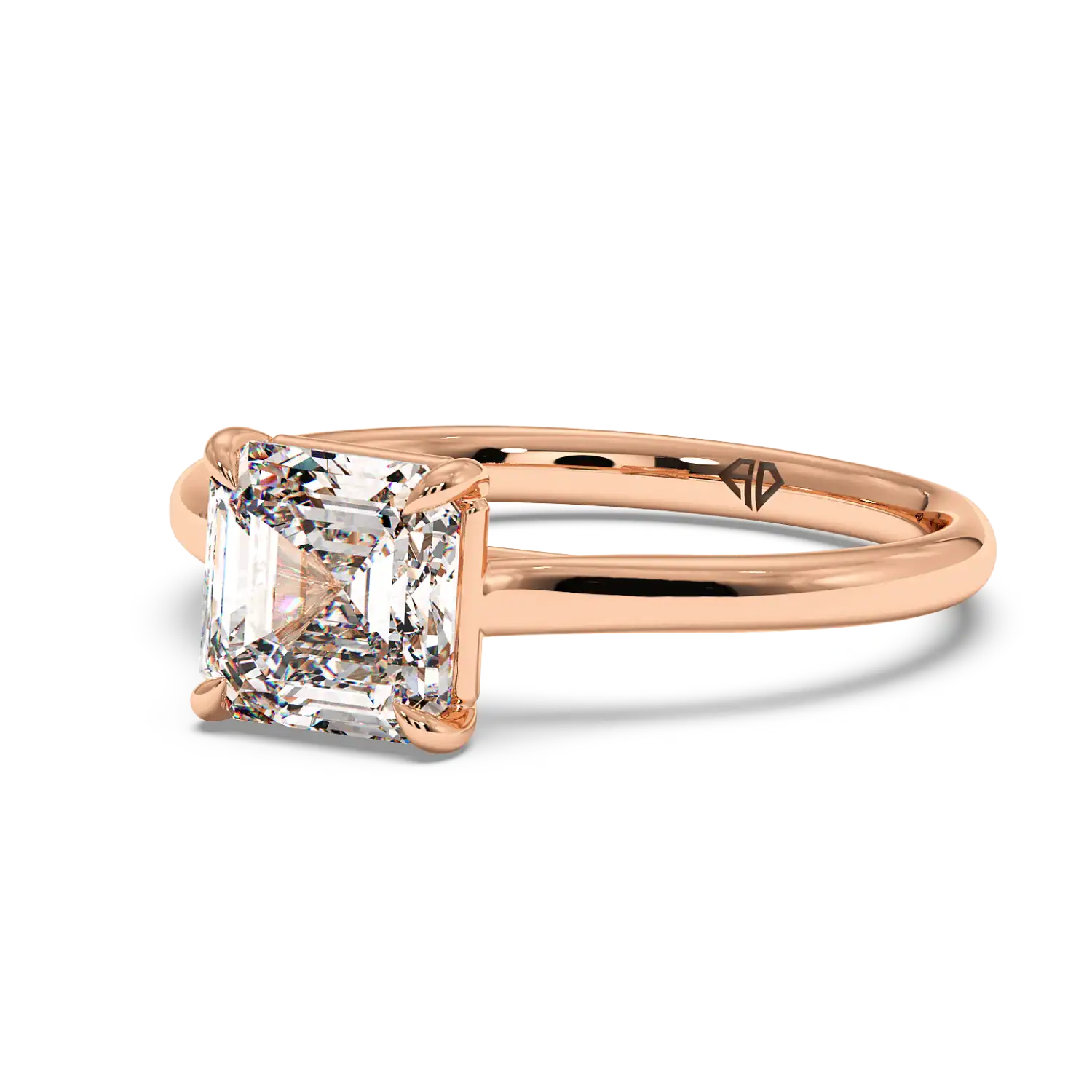 18K Rose Gold Poppy Plain Shank Engagement Ring