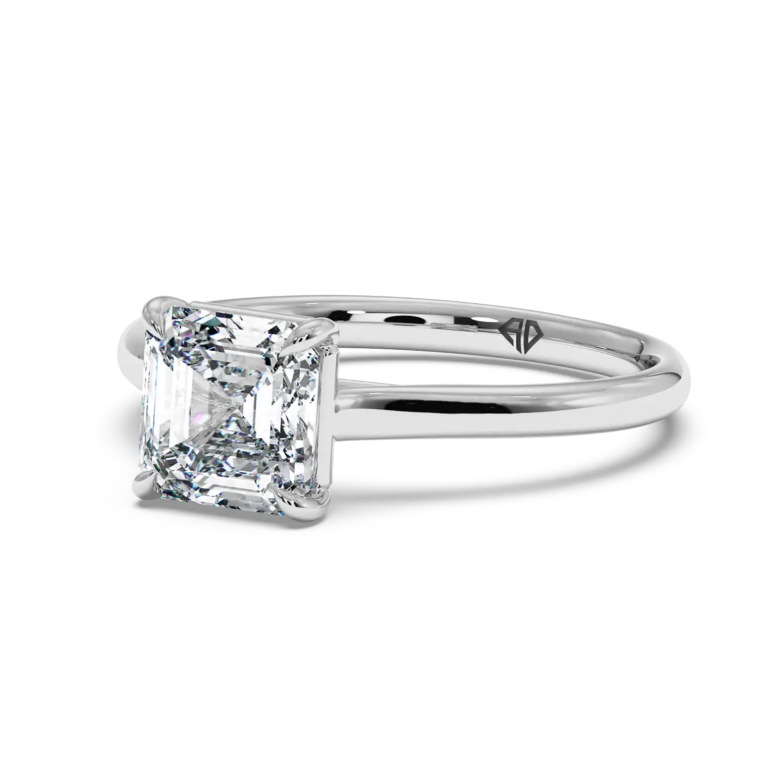 18K White Gold Poppy Plain Shank Engagement Ring