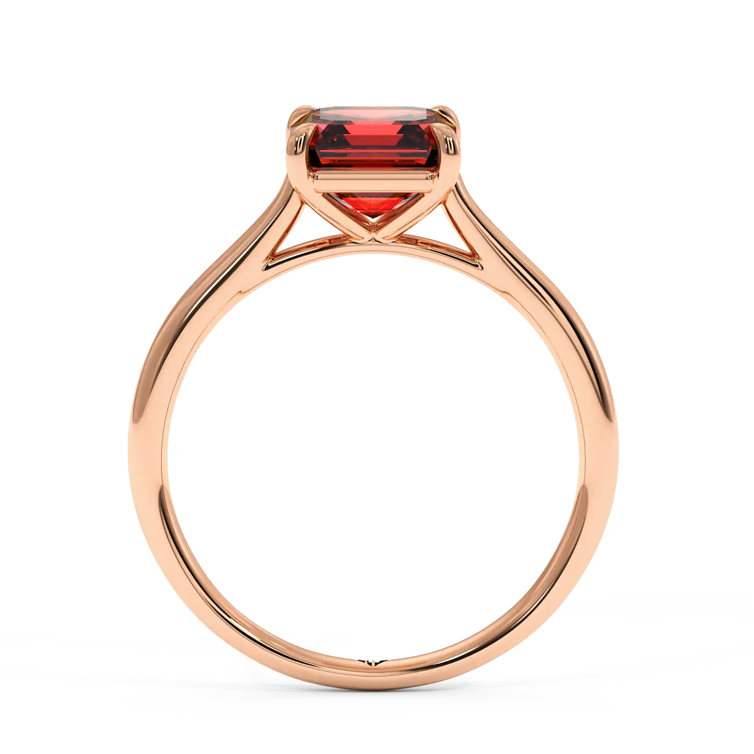 18K Rose Gold Poppy Plain Shank Engagement Ring