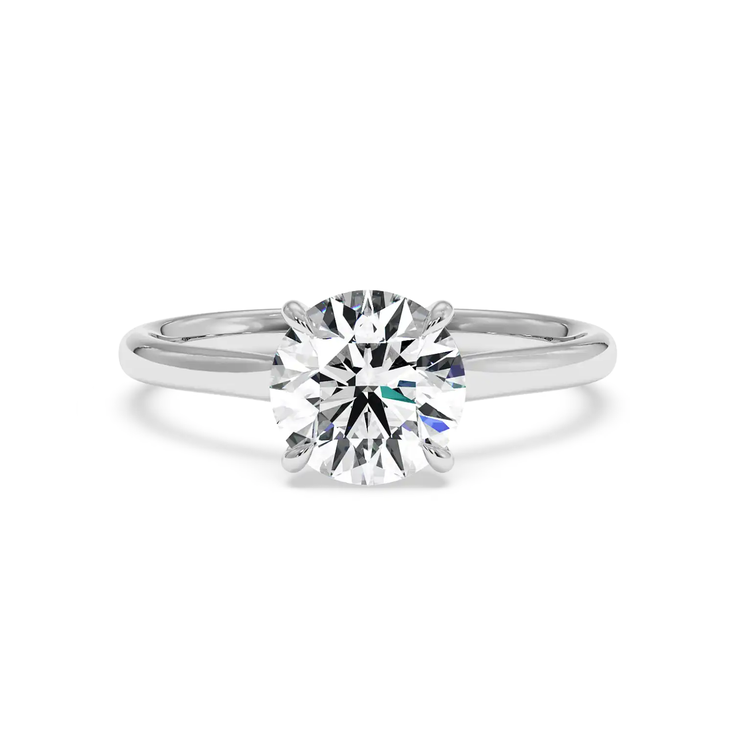 18K White Gold Poppy Plain Shank Engagement Ring