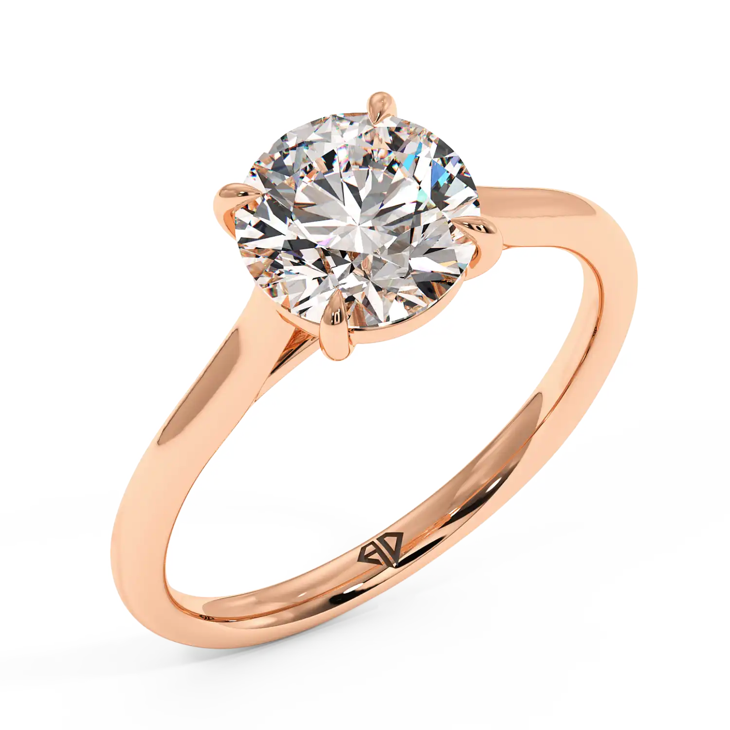 18K Rose Gold Poppy Plain Shank Engagement Ring